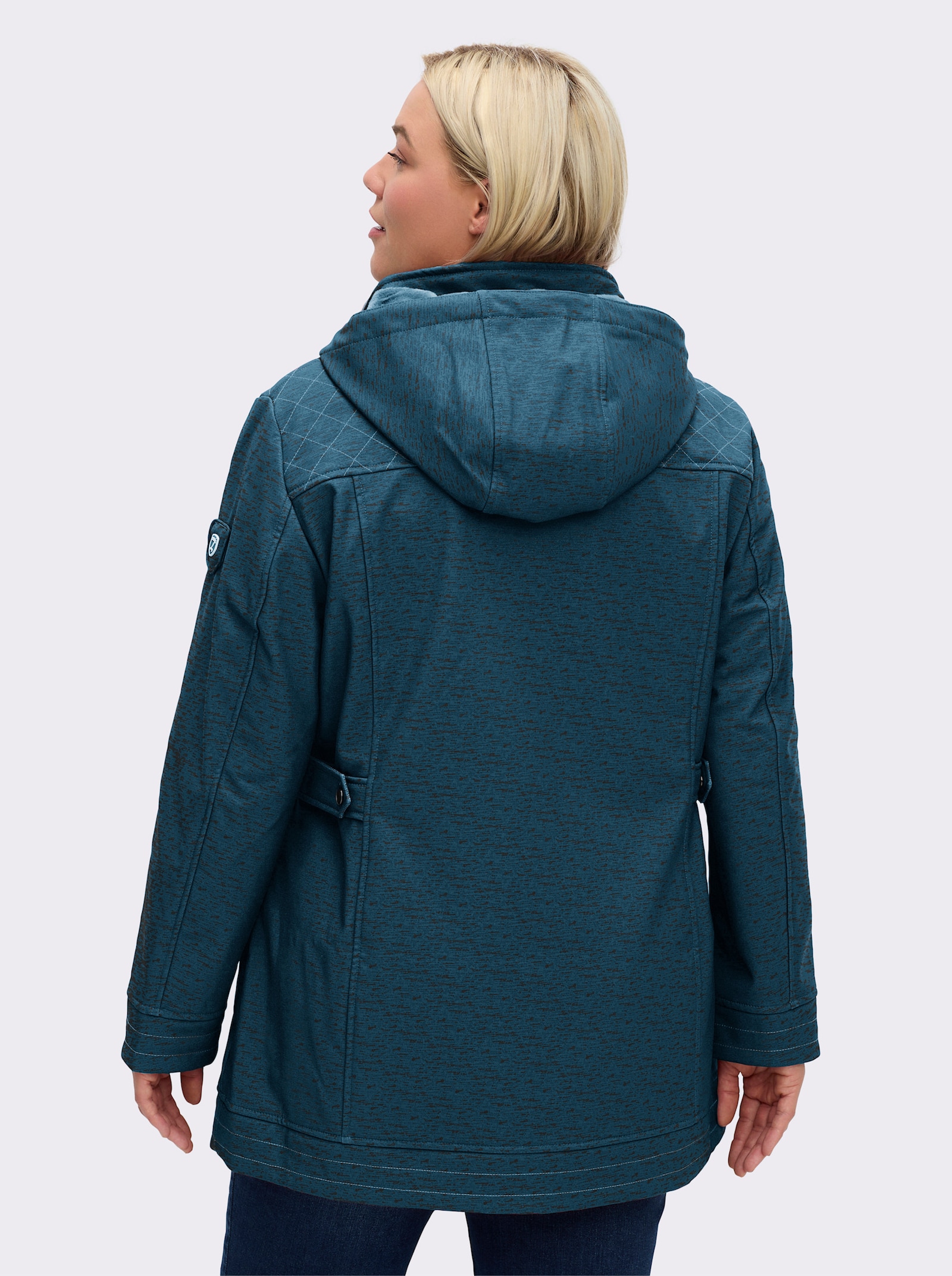 Softshelljacke gefüttert, wasserabweisend - petrol-meliert