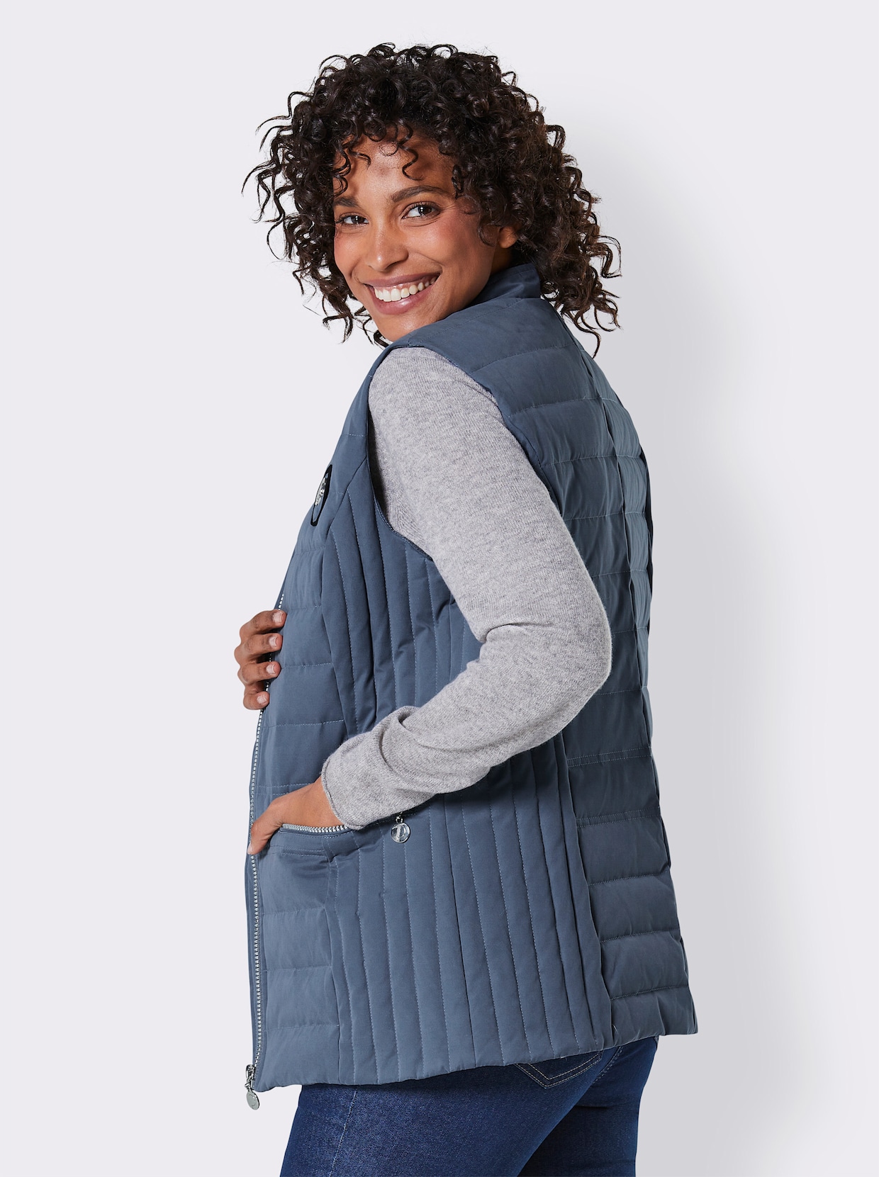 CREATION L PREMIUM Donsgilet - rookblauw