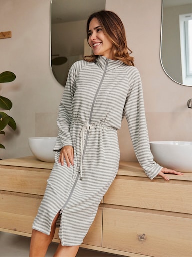 feel good Bademantel - champagner-grau-meliert