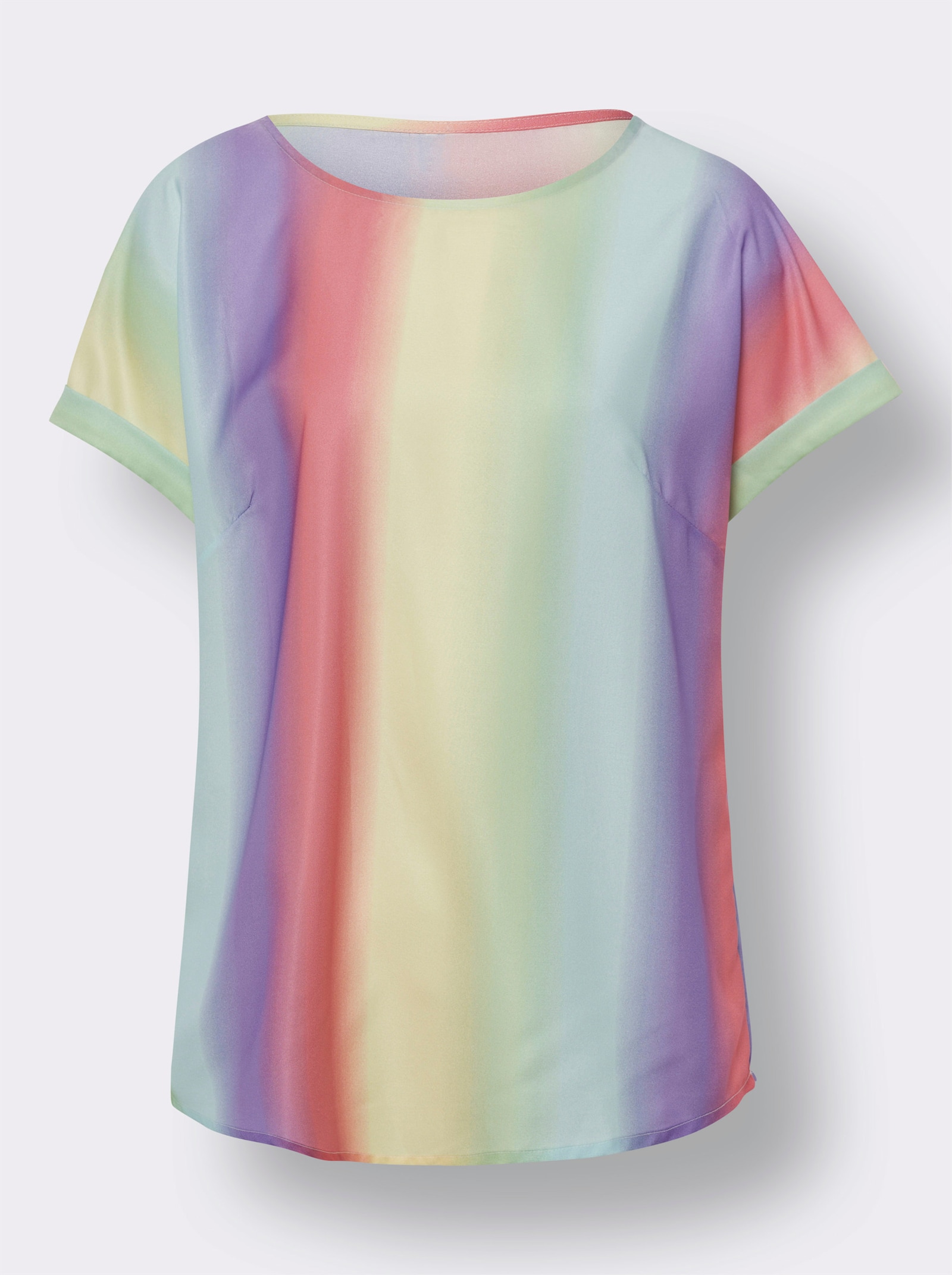 Schlupfbluse mit überschnittenen Schultern - lavendel-zitrone-bedruckt