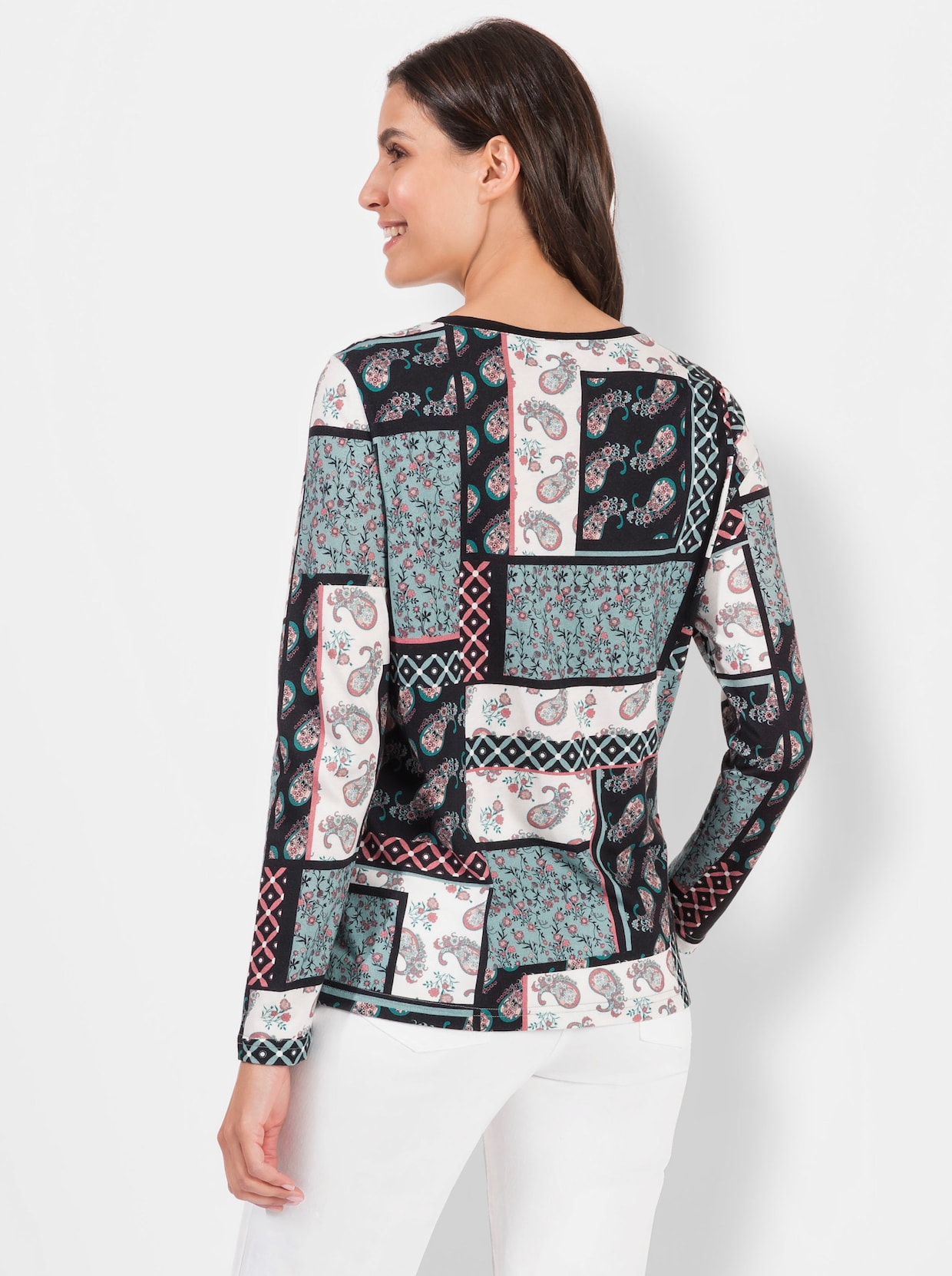 Shirt met lange mouwen - winterturquoise geprint