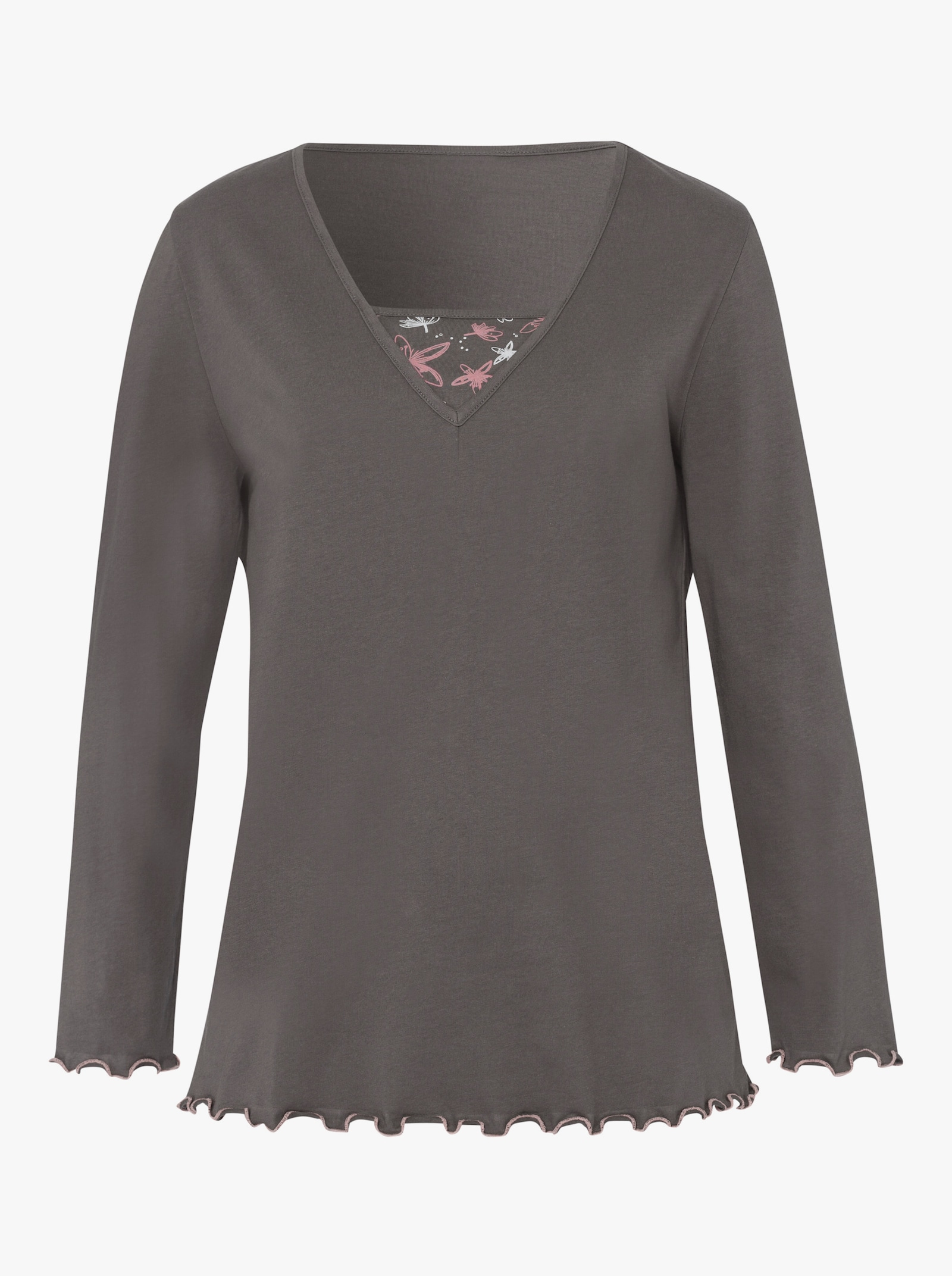 Pyjamas i 2-i-1-look - brun, tryckt