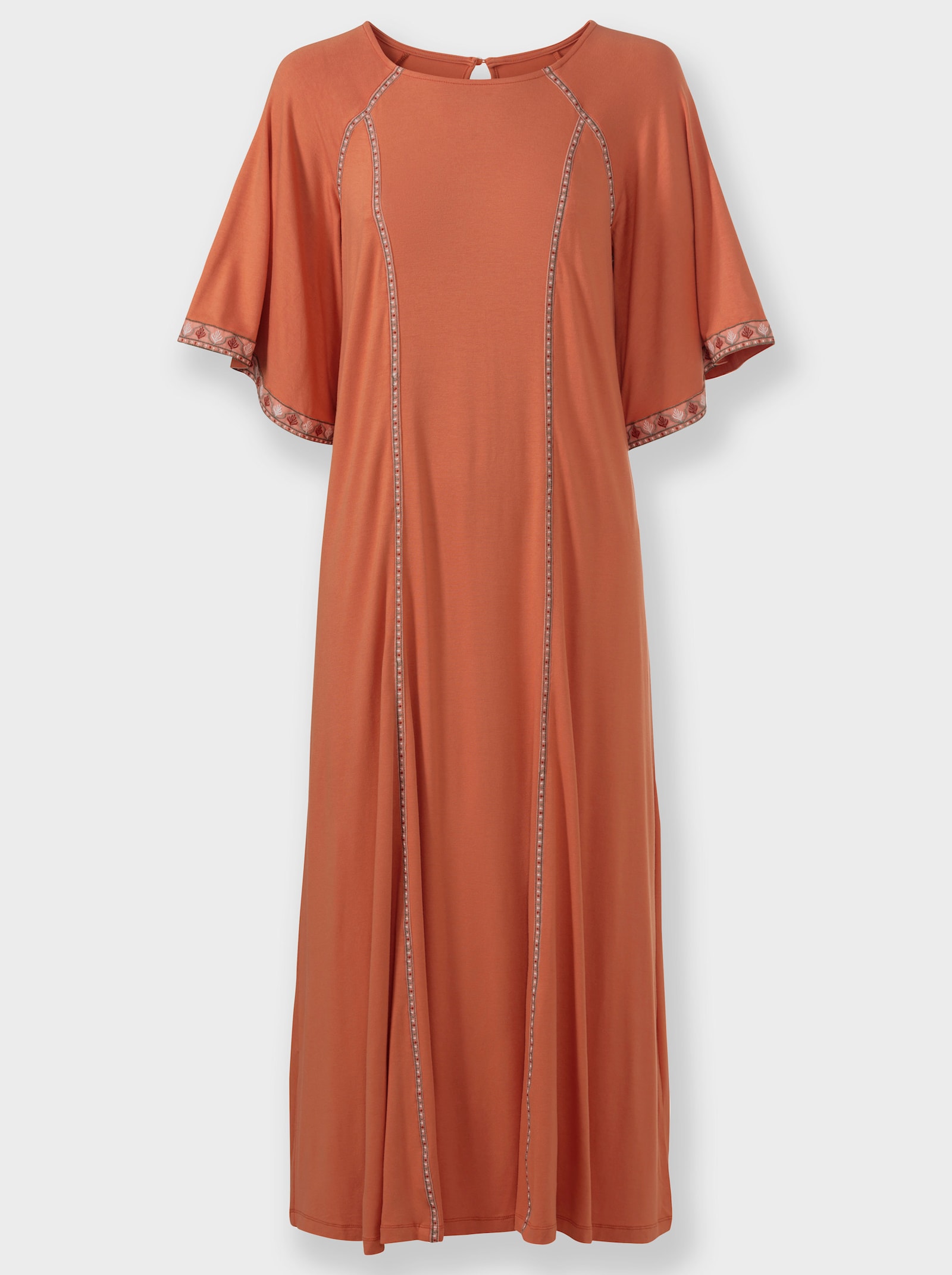 Jerseykleid mit Stickerei - papaya