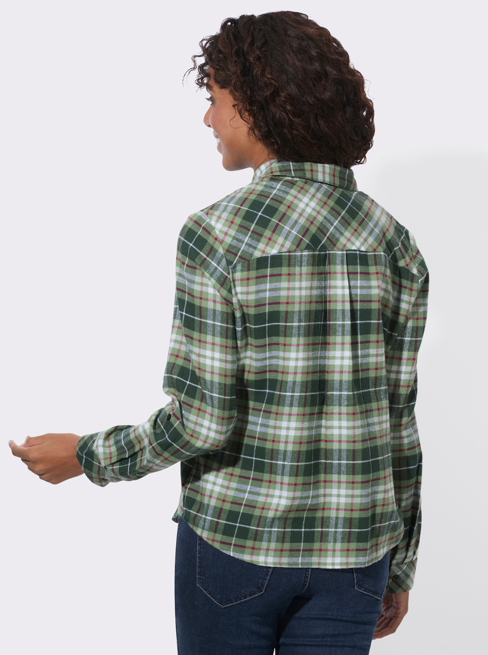 Karobluse aus weichem Flanell - eucalyptus-moos-kariert
