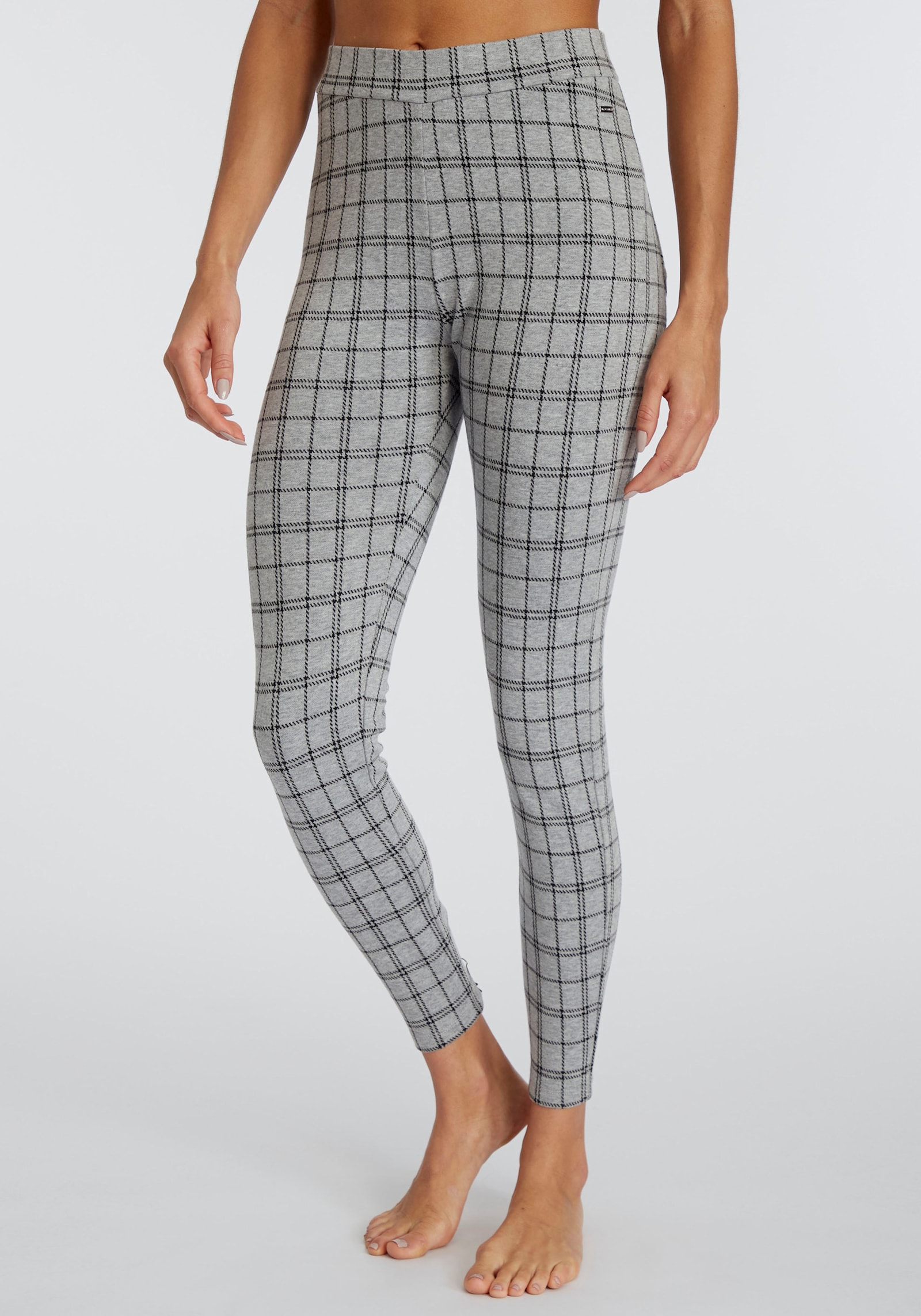 LASCANA Leggings - grau mit schwarzem karodesign