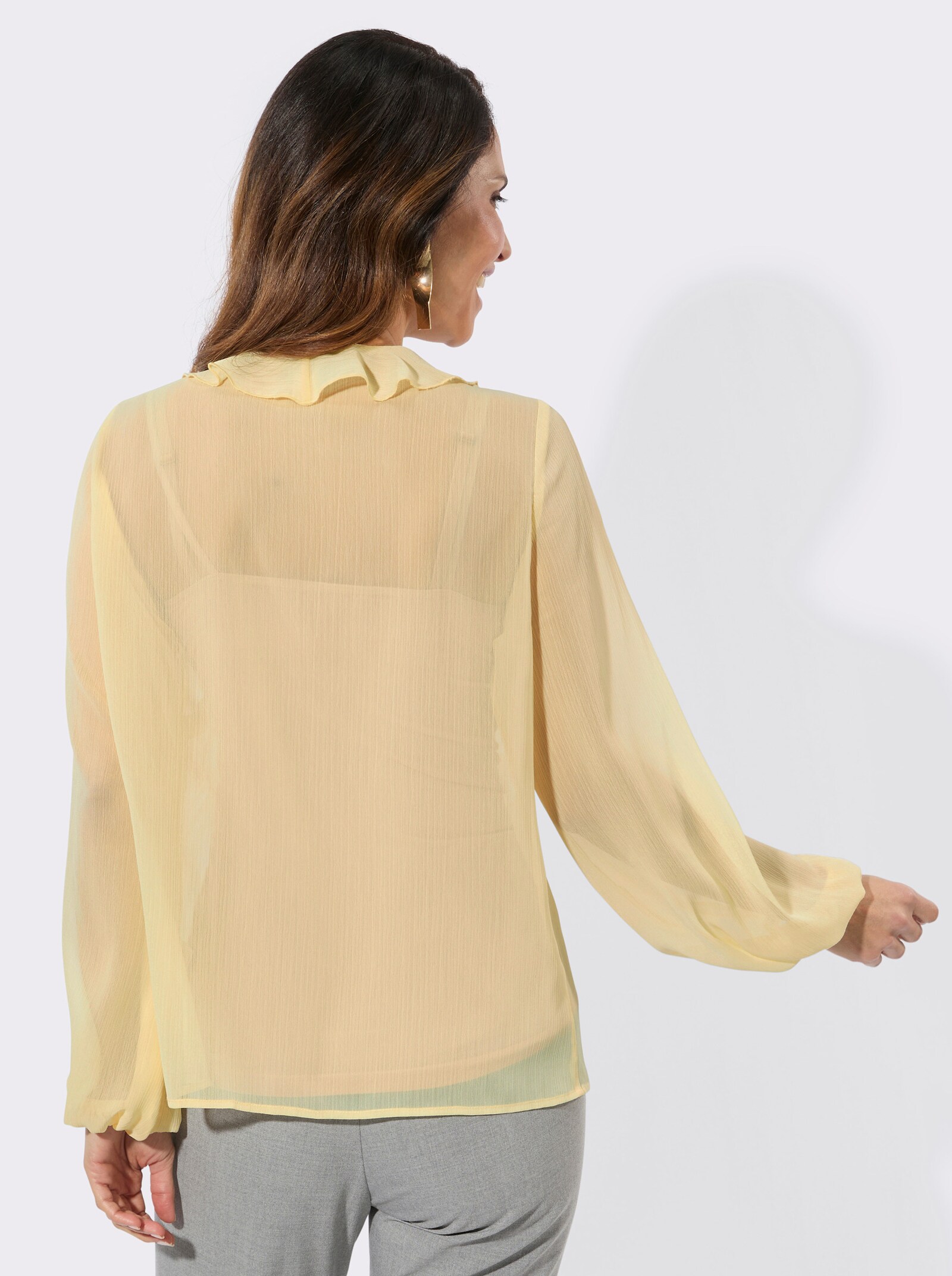 Schlupfbluse mit Volants - vanille