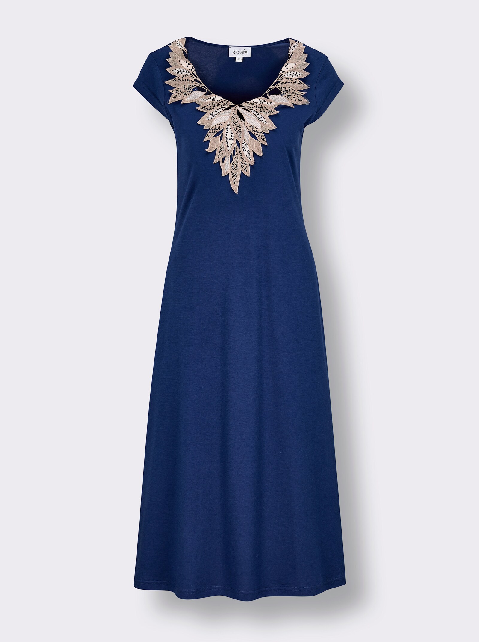 Nachthemd mit V-förmiger Spitze - royalblau