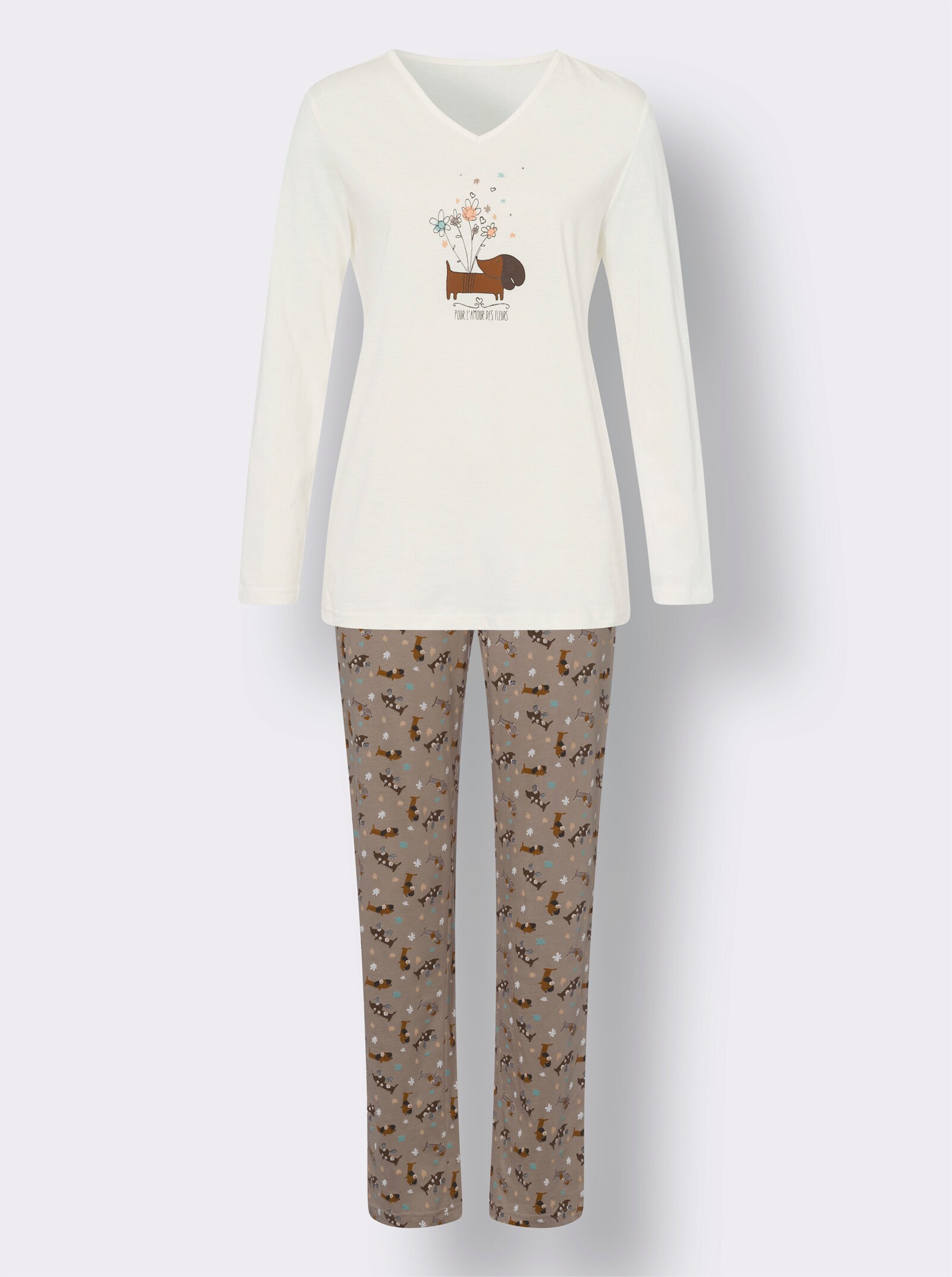 Pyjama met hondenmotieven - ecru/sesam