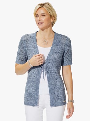 Strickjacke - jeansblau-meliert