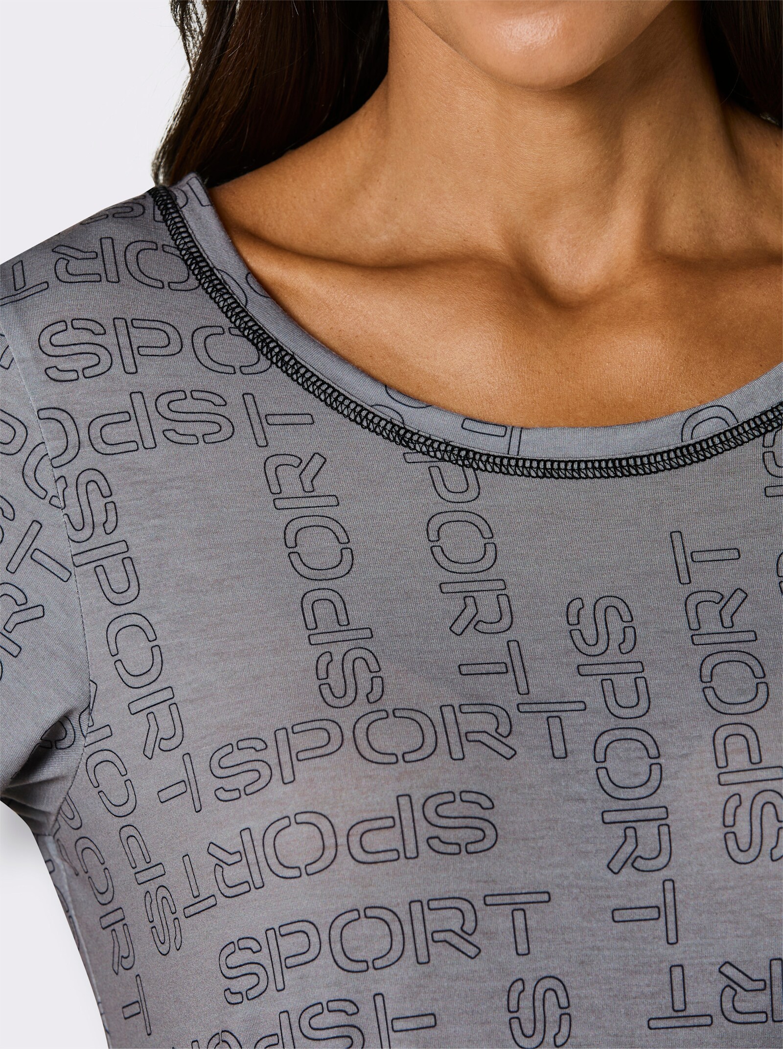 Funktionsshirt mit längerem Rückenteil - grau-bedruckt