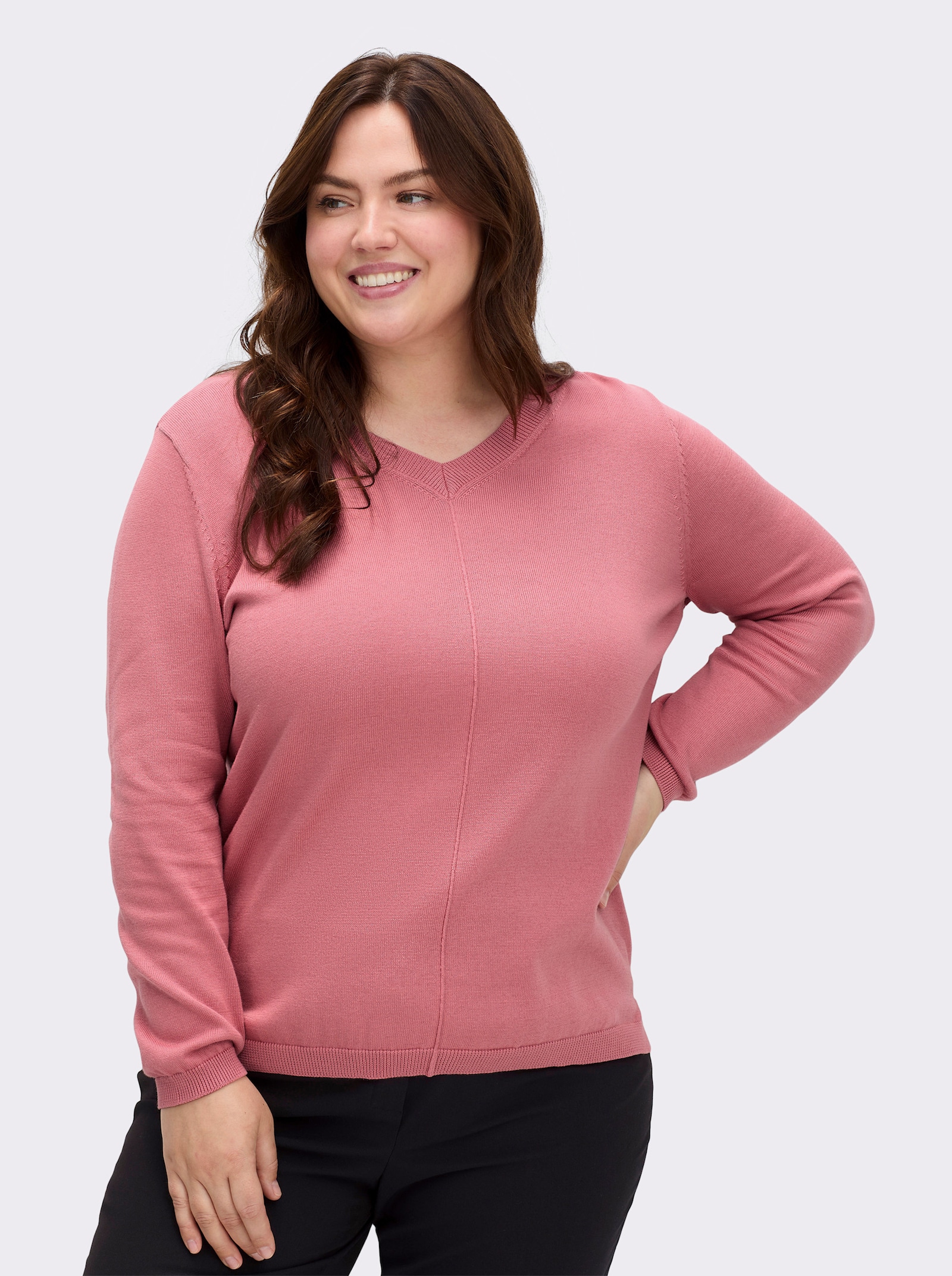 V-Ausschnitt-Pullover mit Biesen vorne - erika