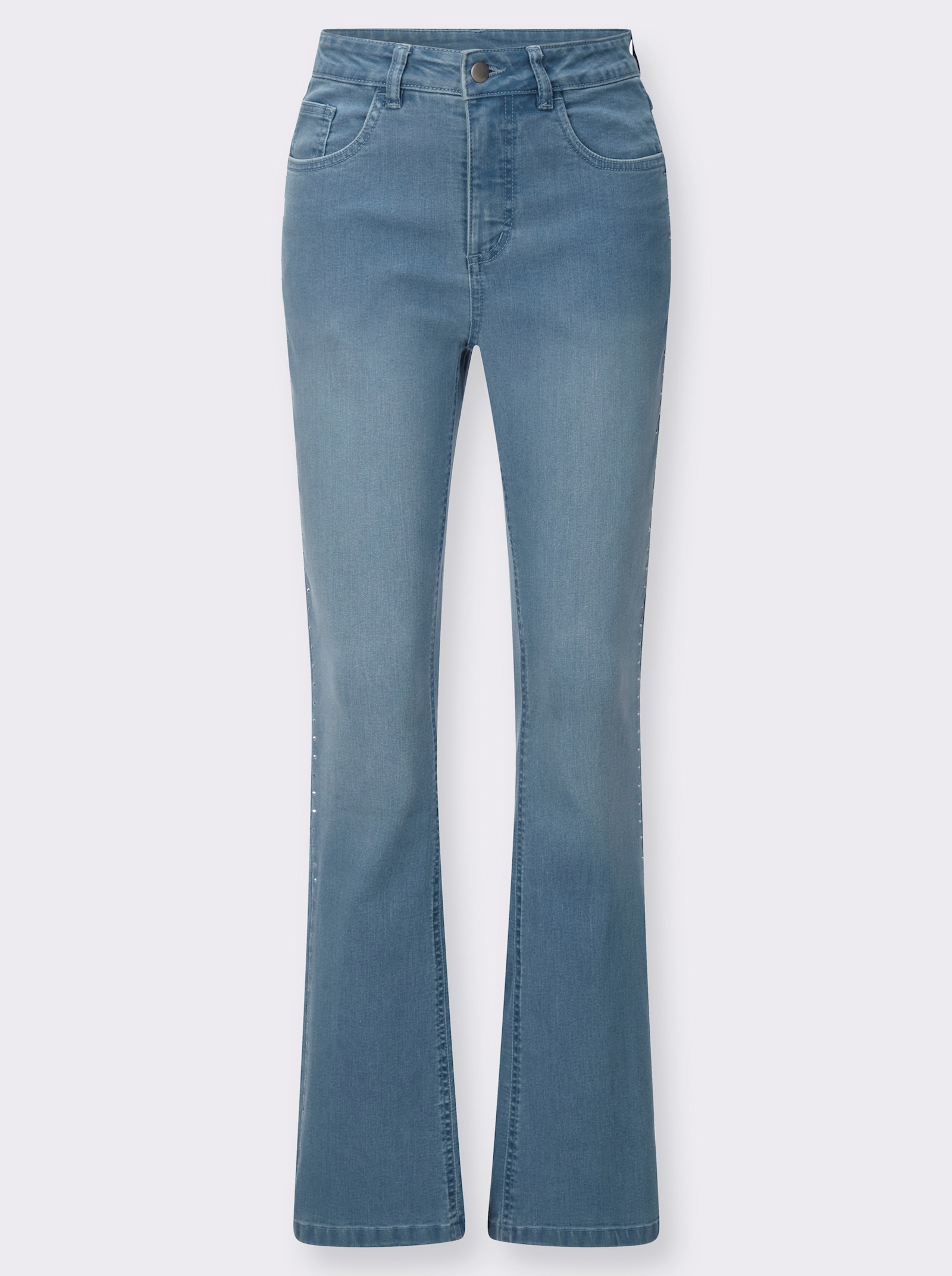 Bootcut-Jeans mit Ziersteinchen - blue-bleached