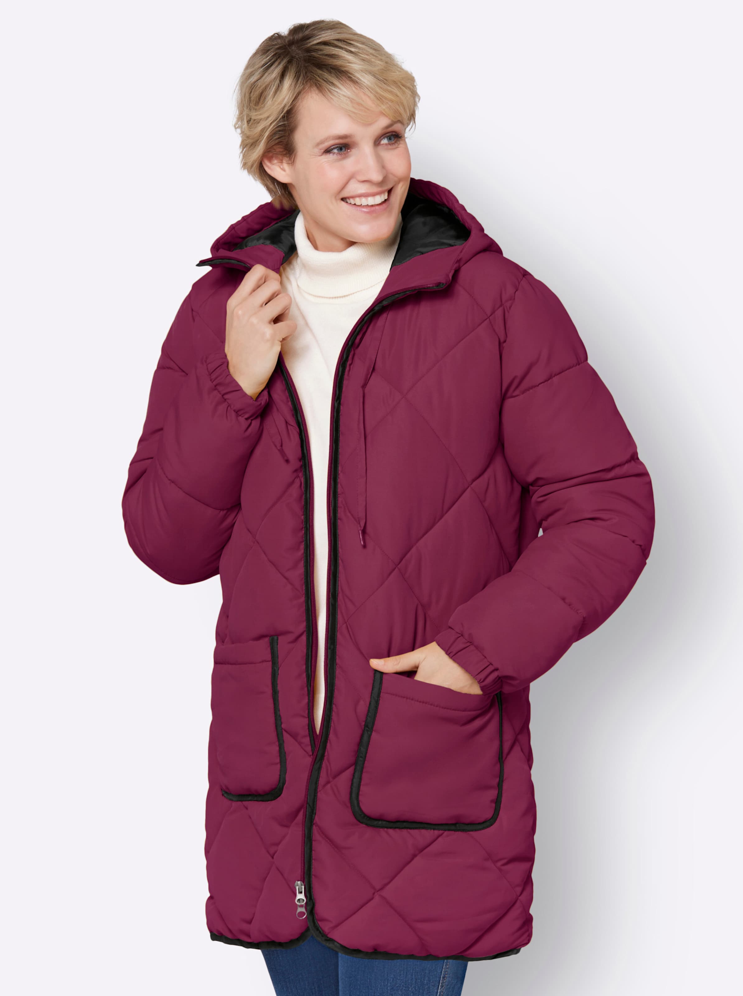 Witt Damen Longjacke mit elastischen Bündchen, malve