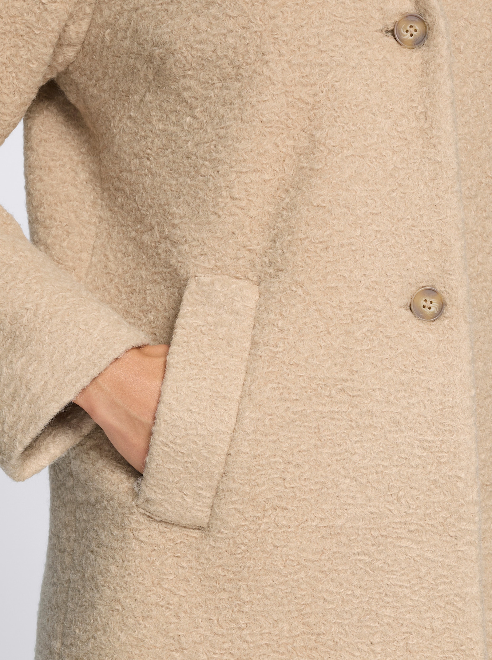 Boucléjacke mit Stehkragen - beige
