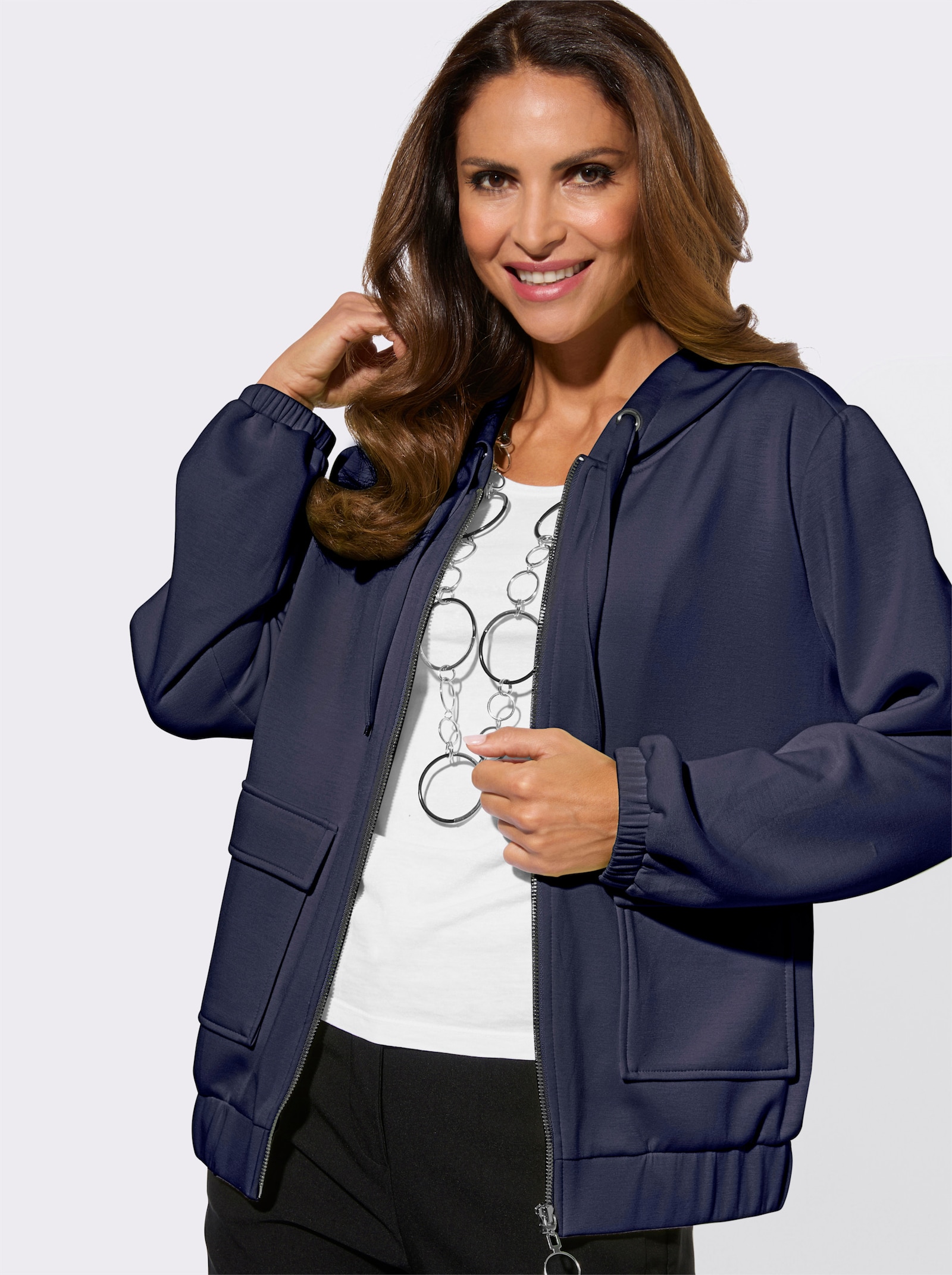 Sweatjacke mit Kapuze - marine