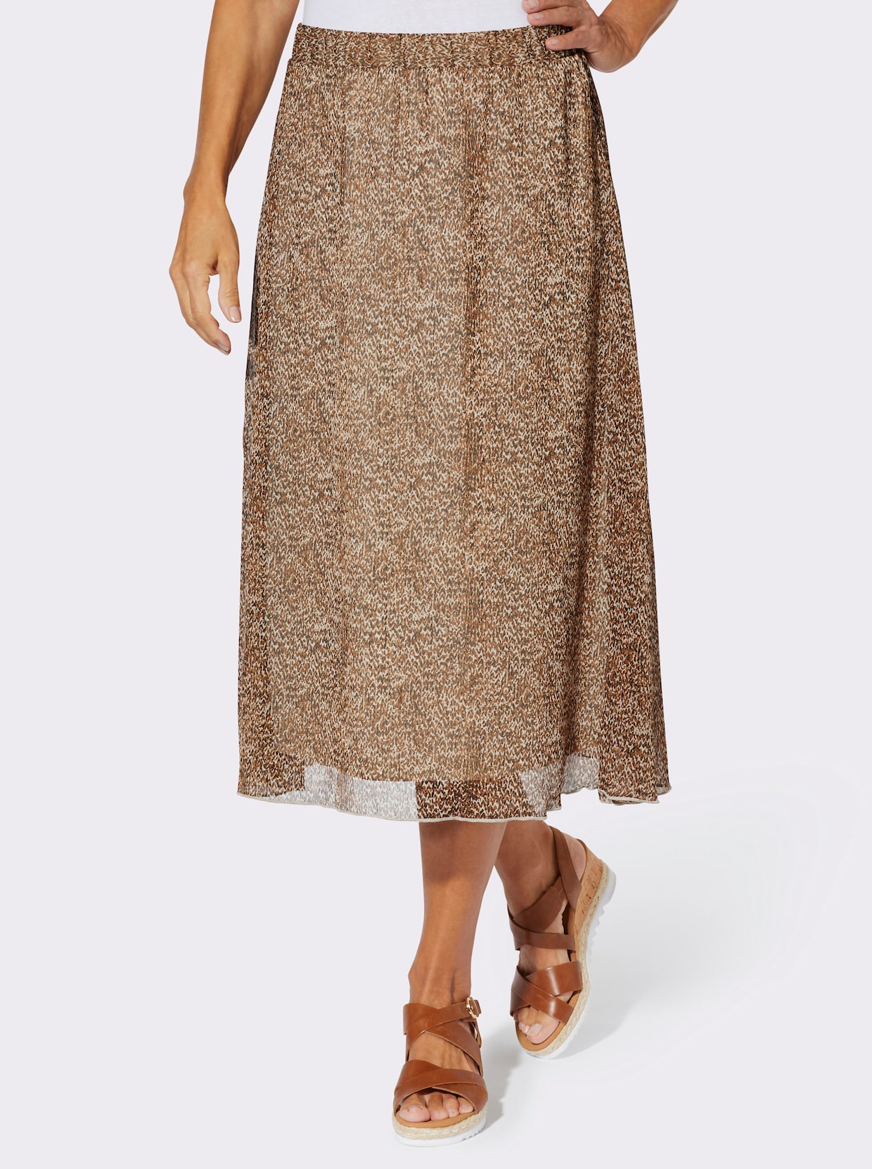 A-Linien-Rock in Schlupfform - cognac-schwarz-bedruckt
