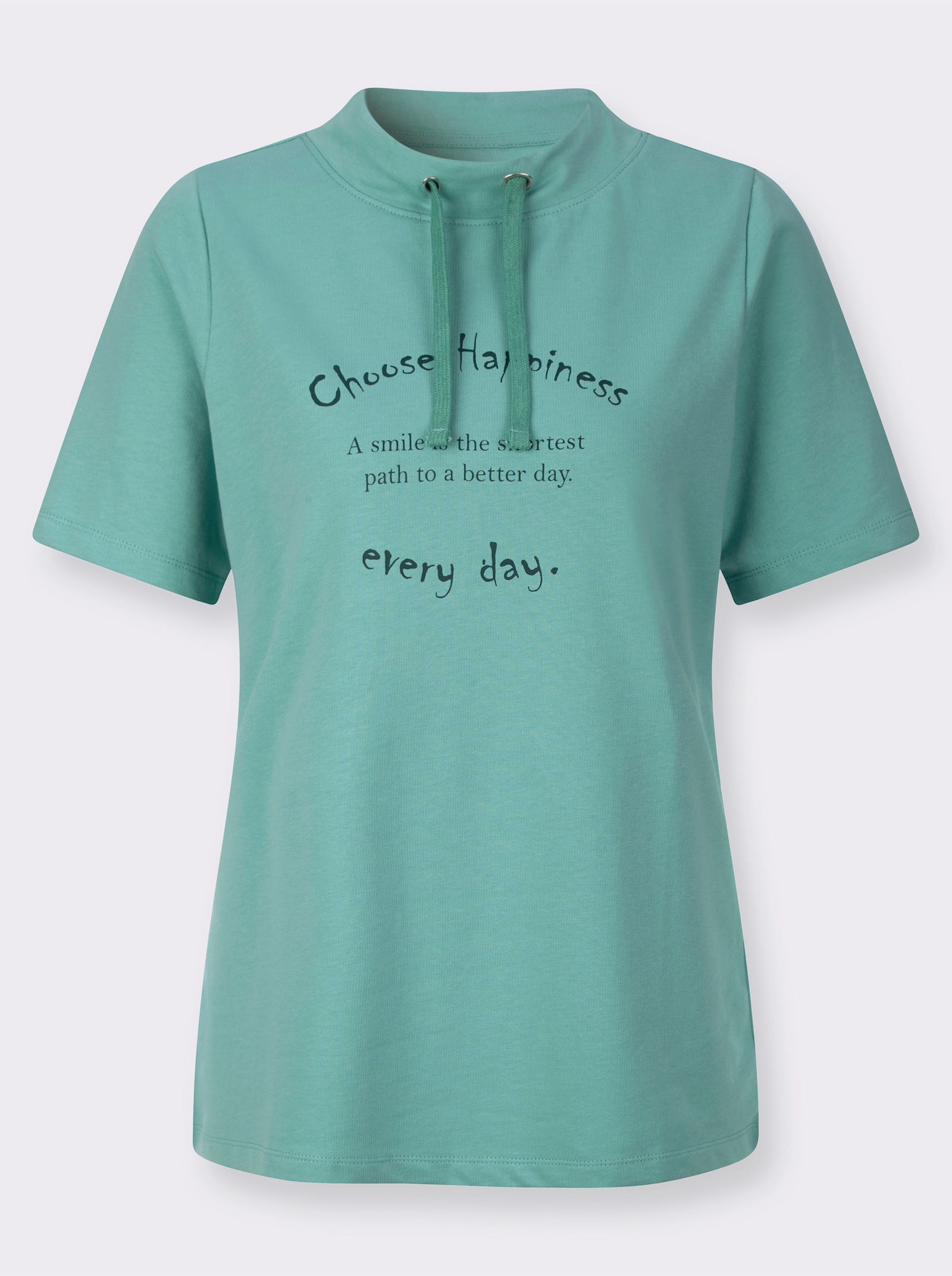 Kurzarmshirt mit weiterem Stehkragen - salbei