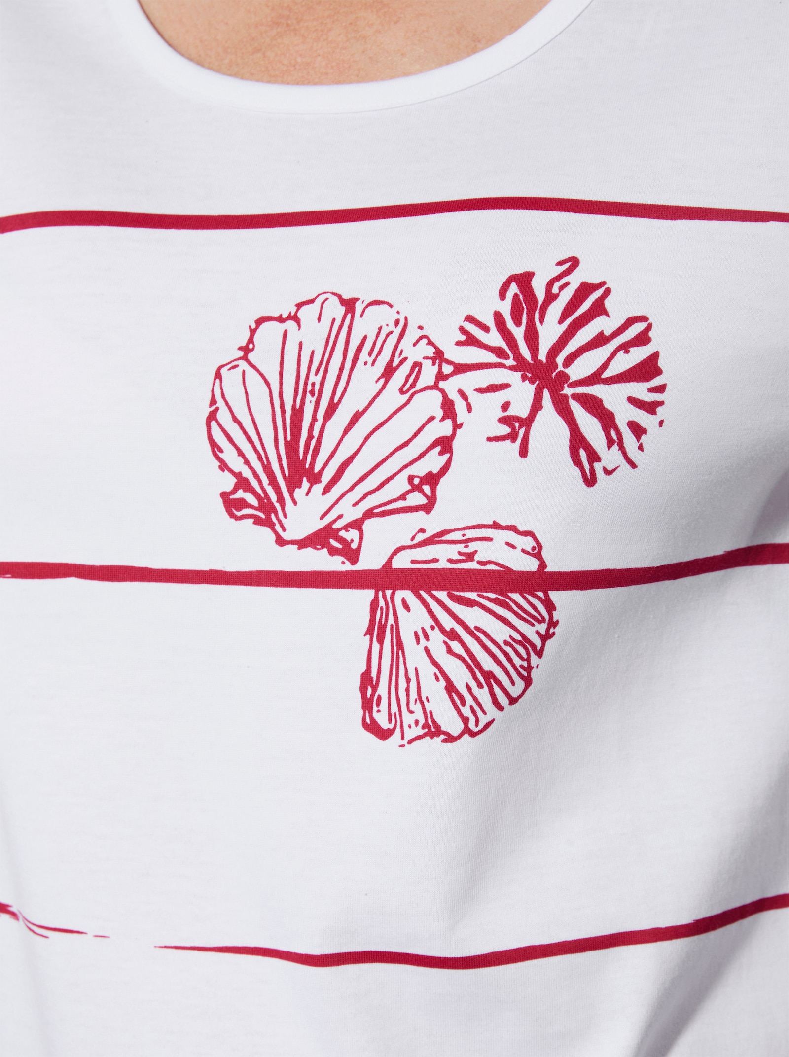 Kurzarmshirt - weiß-rot-bedruckt