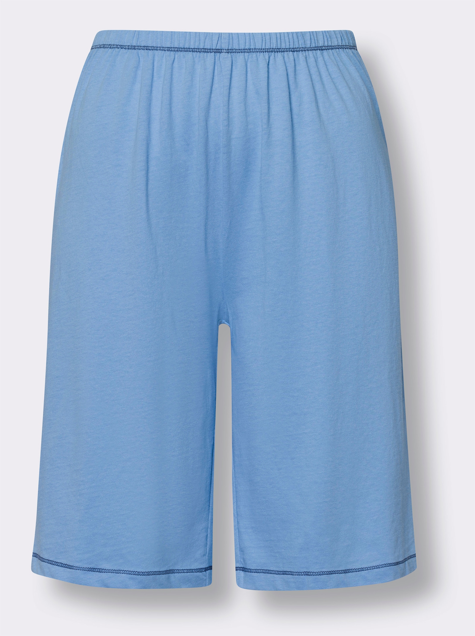 Krátké pyžamo s květinovým potiskem vpředu - nebesky modrá