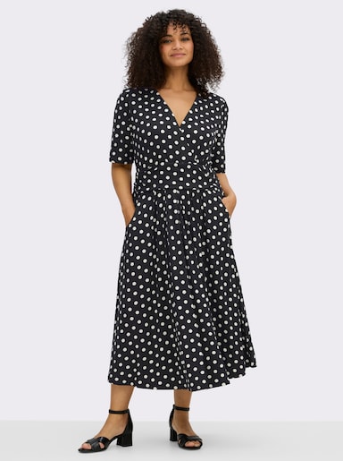 sheego by Joe Browns Jerseykleid mit Polka-Dots - schwarz-weiß-gemustert