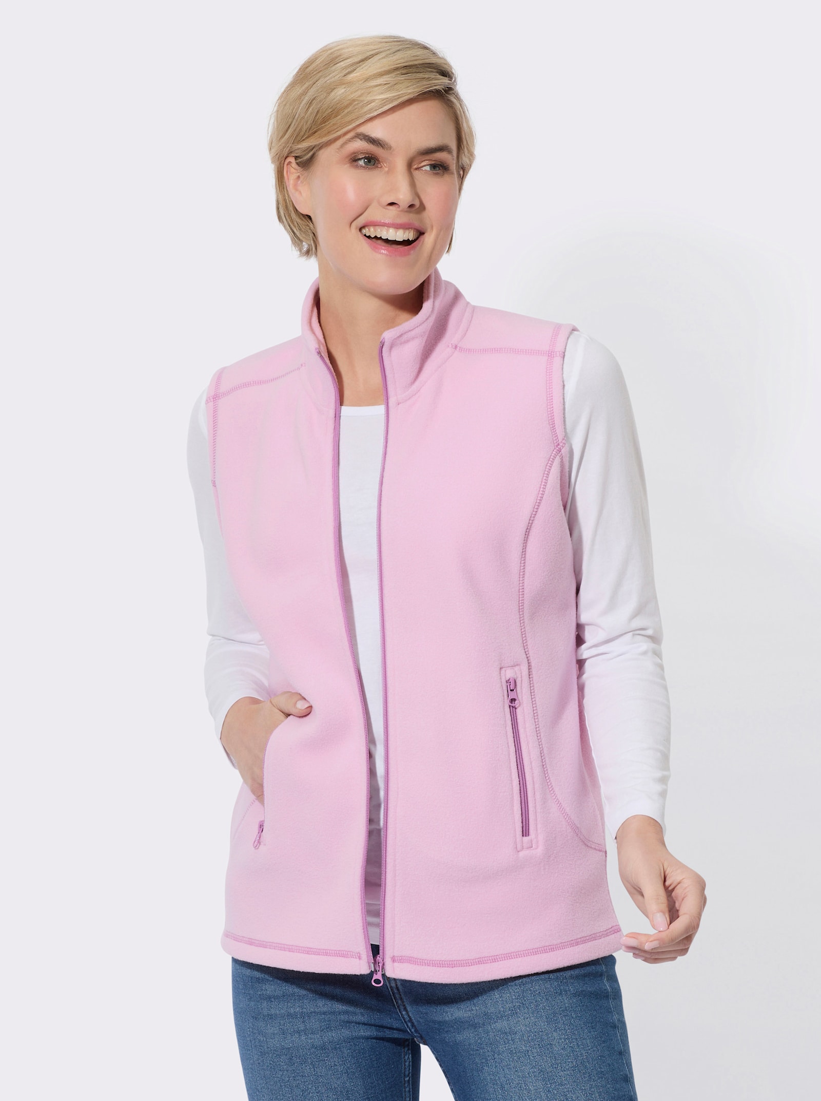 Fleecegilet in antipilling-uitvoering - roze