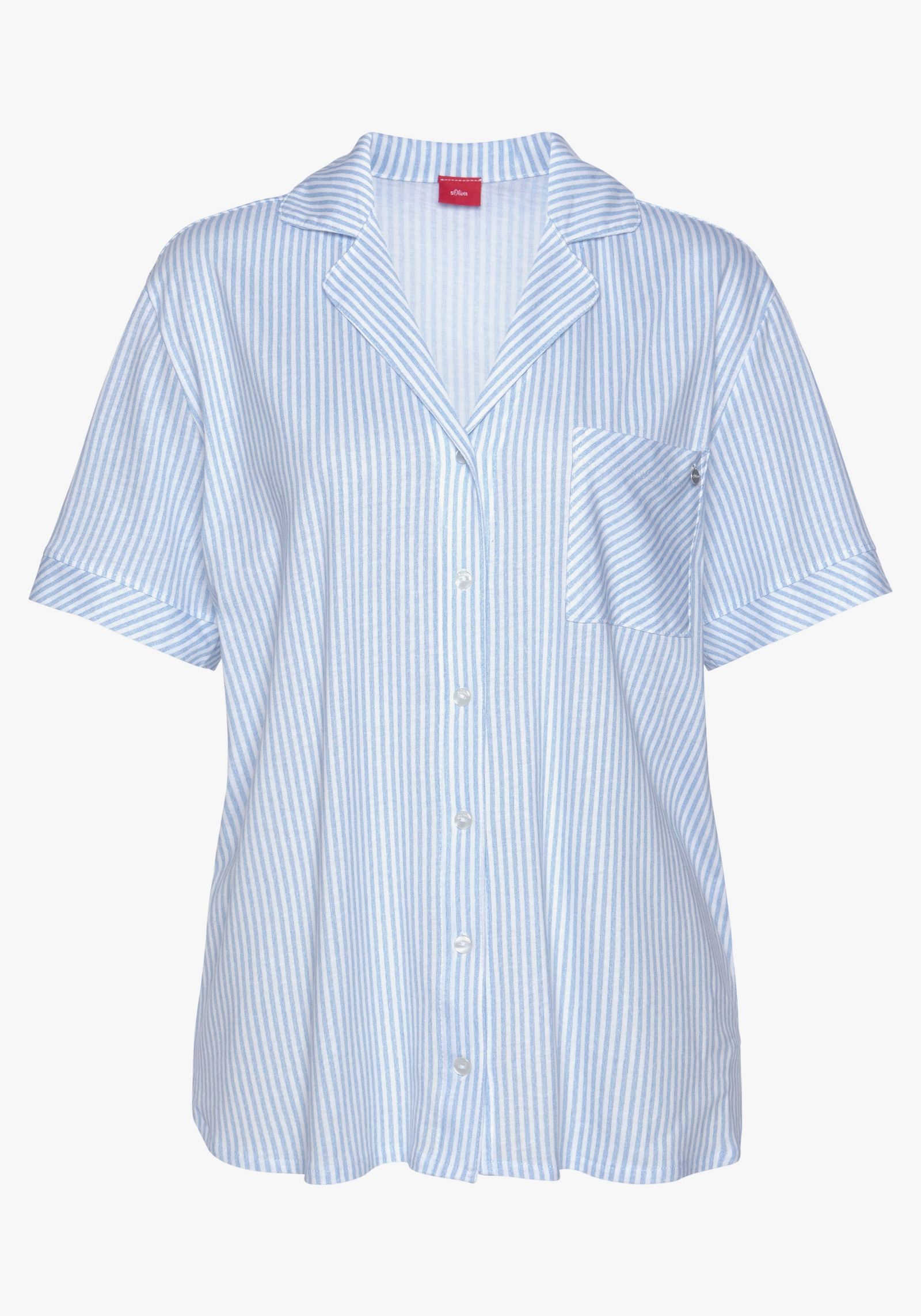 s.Oliver Pyjamaoberteil - himmelblau-gestreift
