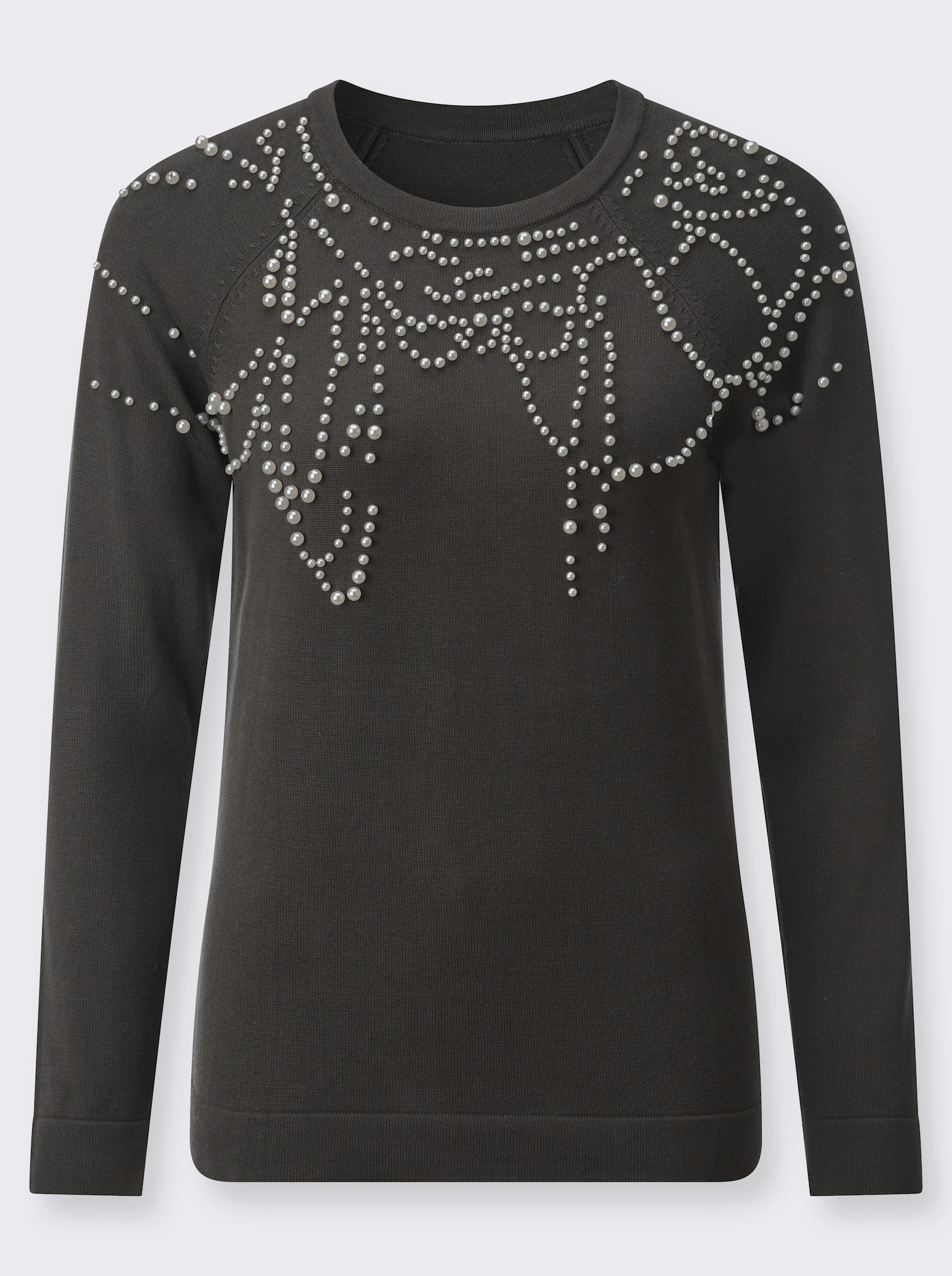 Pullover mit Zierperlen - graphit
