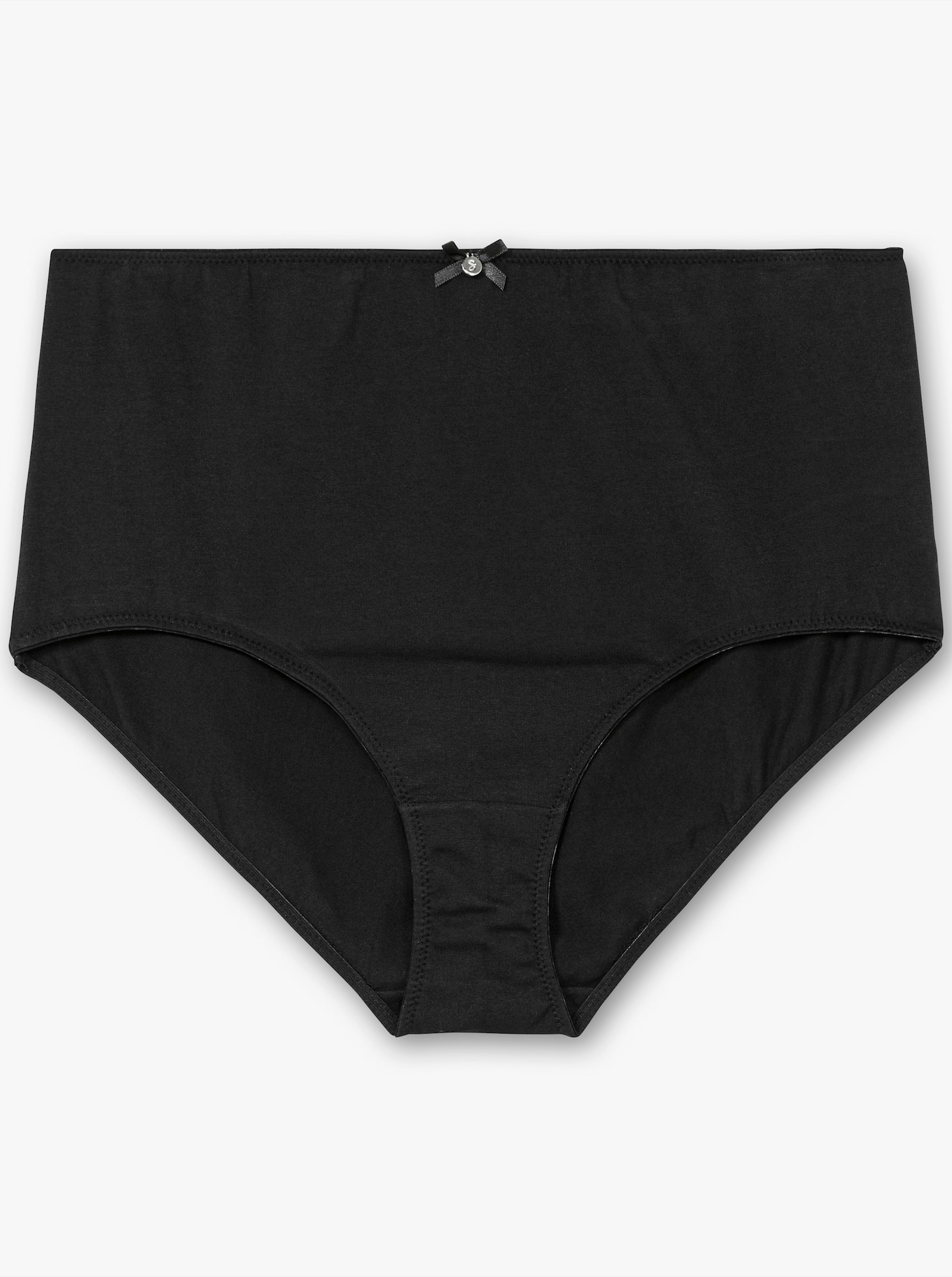 sheego Slip im 3er Pack, mit Zierschleife vorne - schwarz+grün+bedruckt