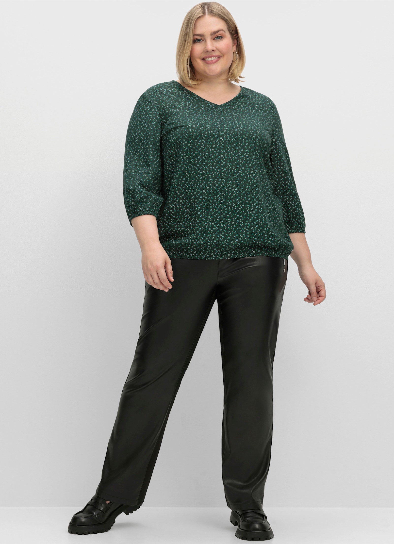 sheego Tuniek met minimalistische print - diepgroen gedessineerd