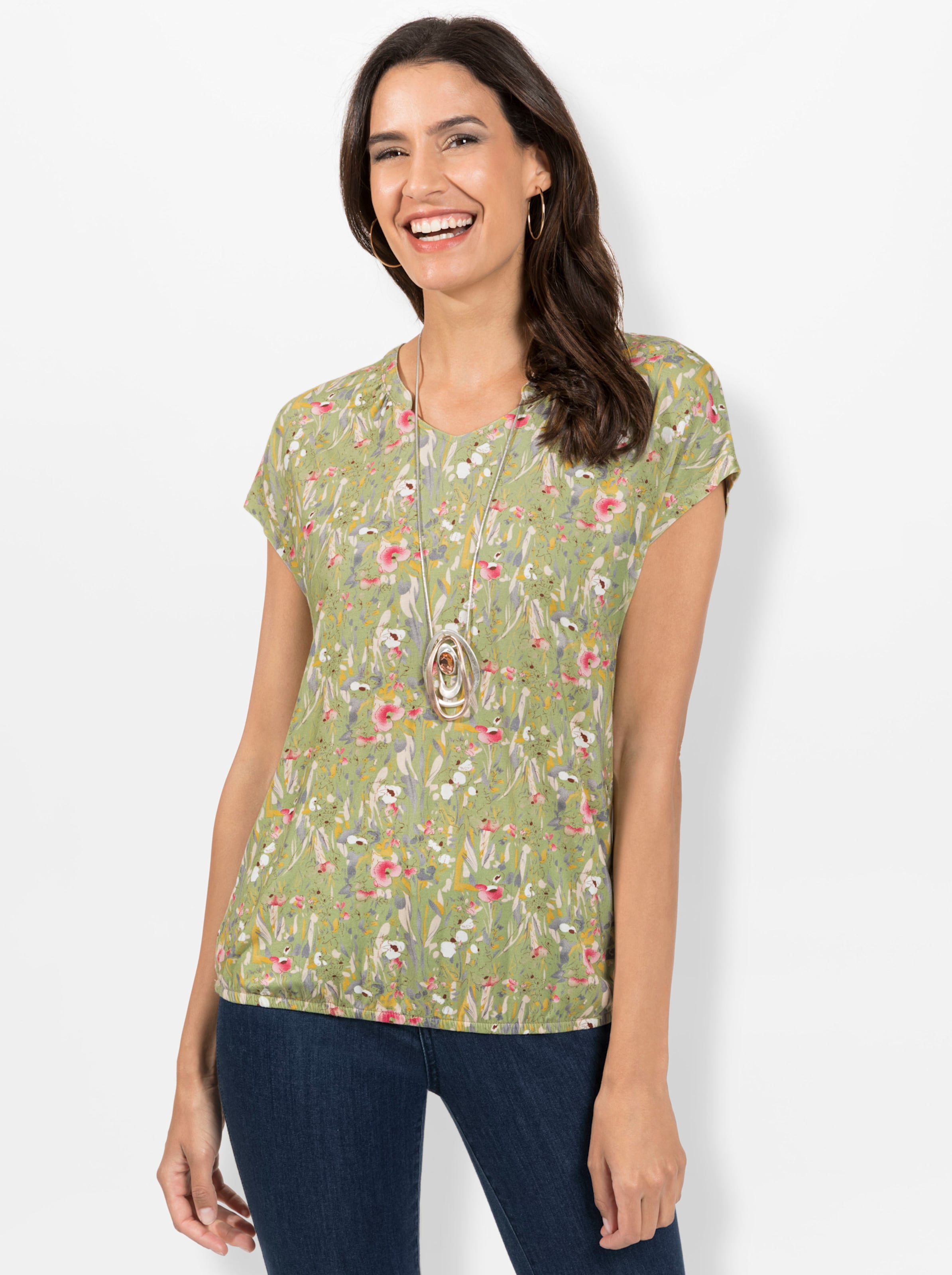 Witt Damen Shirt, lindgrün-bedruckt