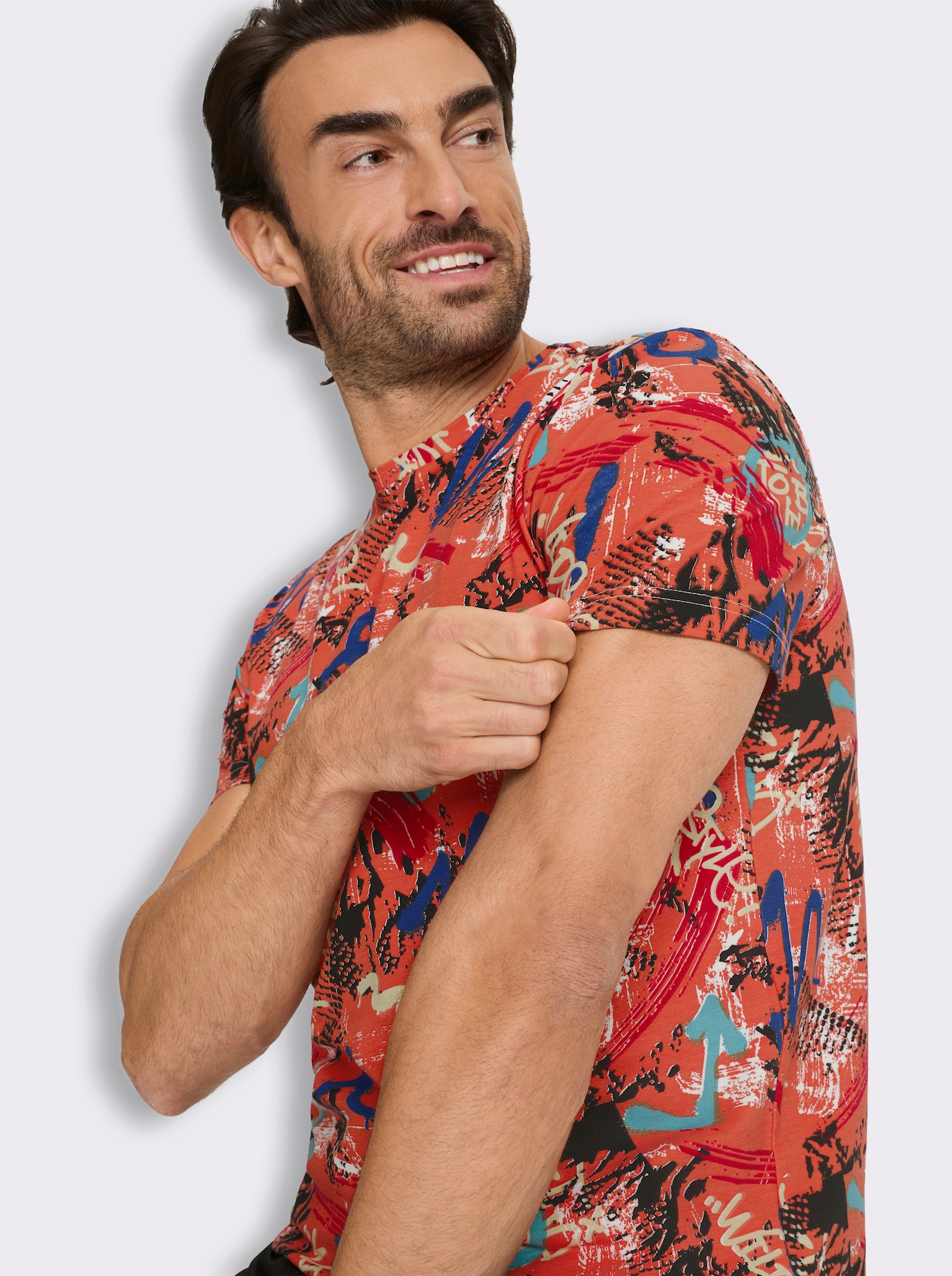 Marco Donati Kurzarmshirt mit Allover-Print - orange-bedruckt