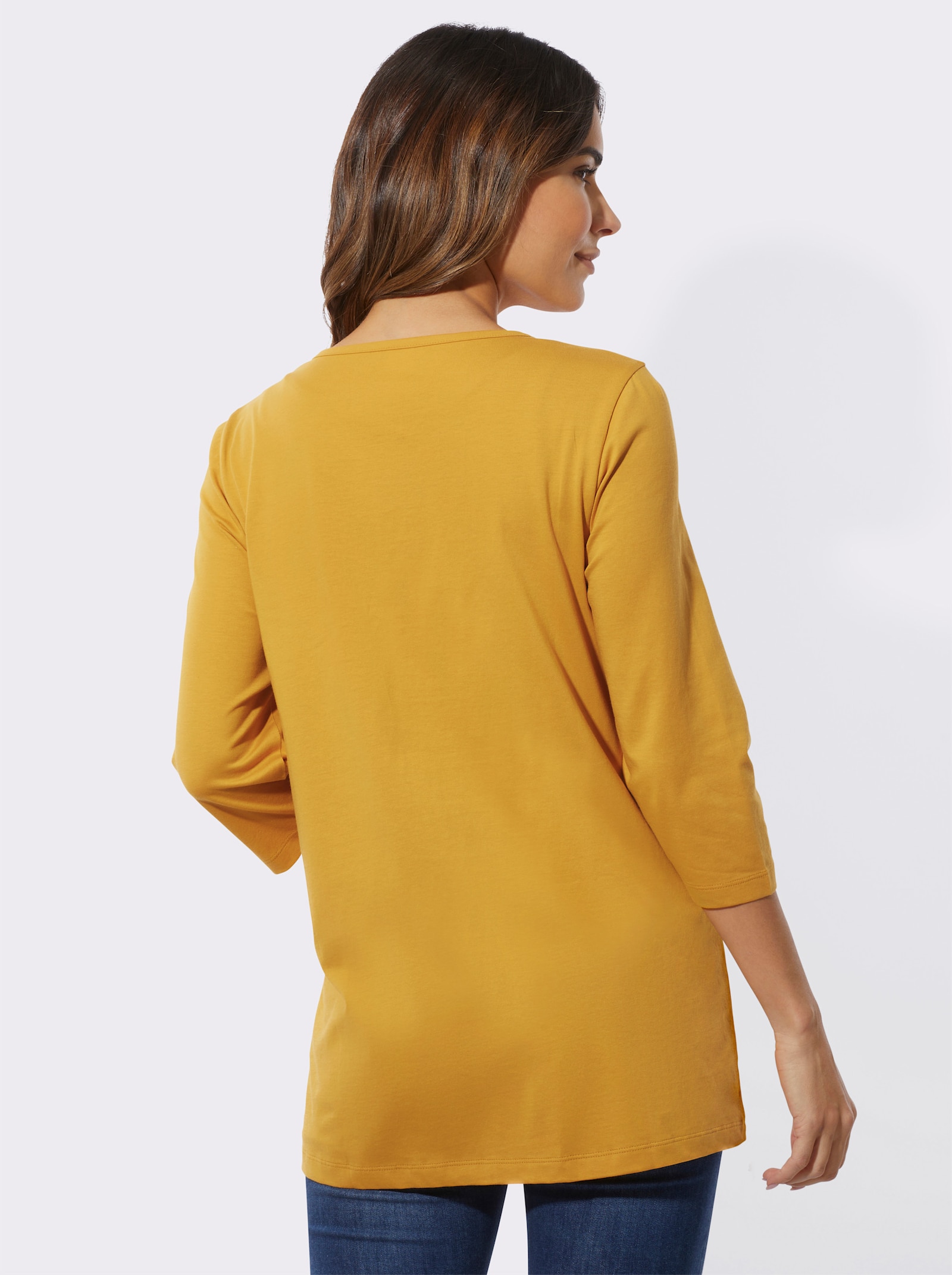 Dlouhé tričko s motivem srdce - okrová-čokoládová