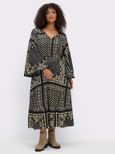 sheego by Joe Browns Maxikleid mit Paisley- und Ornamentmuster - schwarz-ocker-gemustert