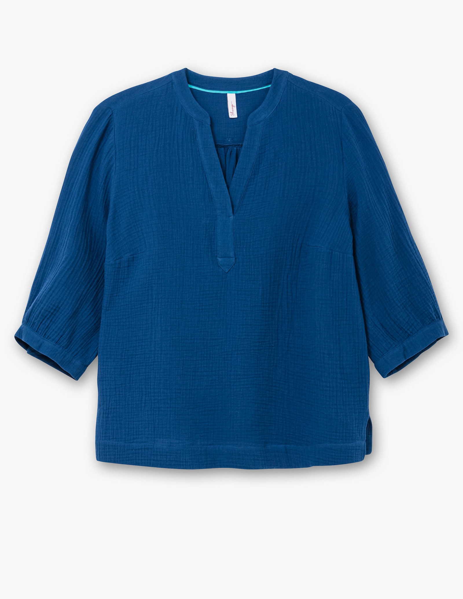 sheego Tunika aus Musselin, mit V-Schlitz - blaubeere