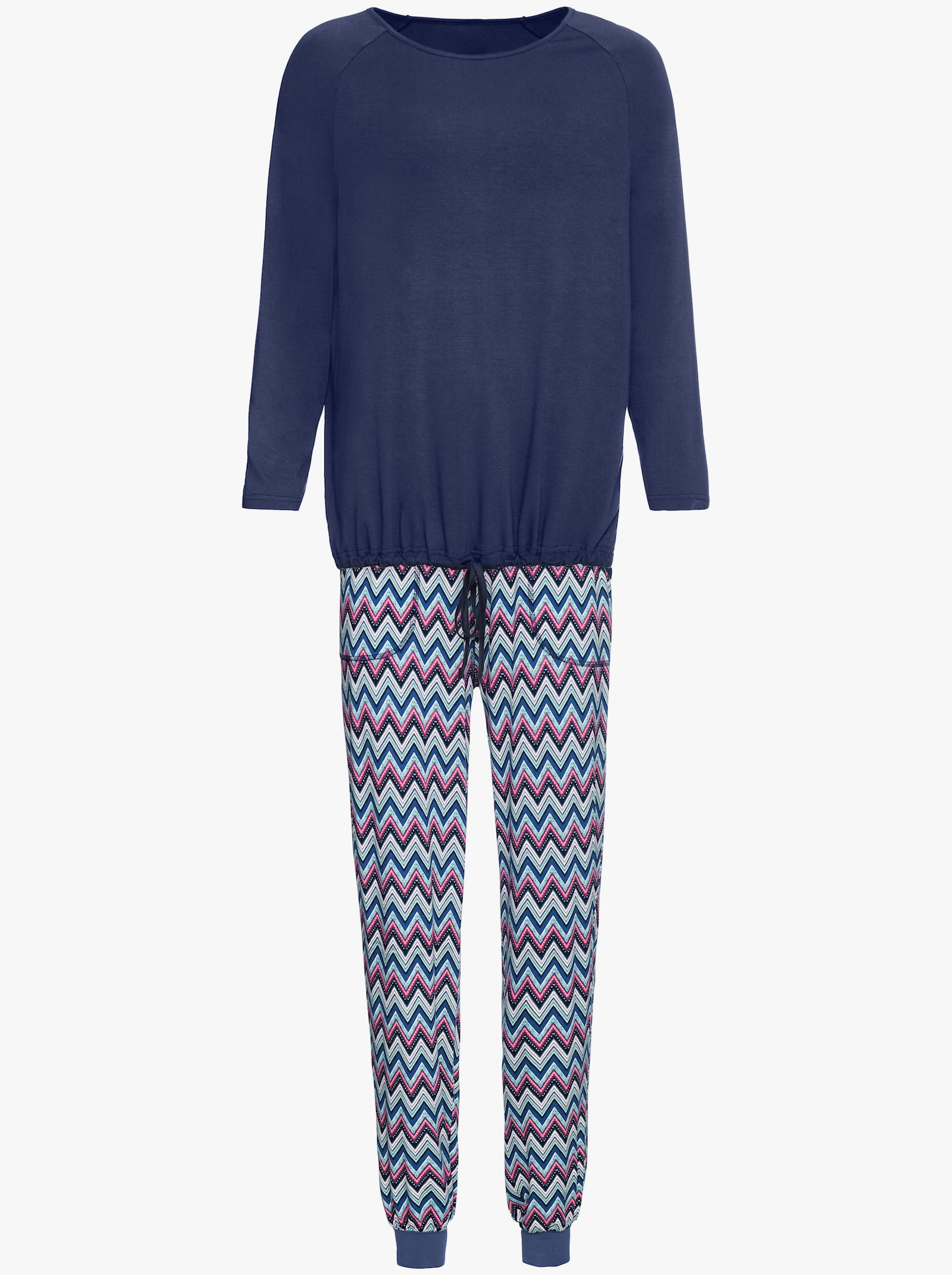 wäschepur Schlafanzug in Viskose-Qualität - marine-gemustert