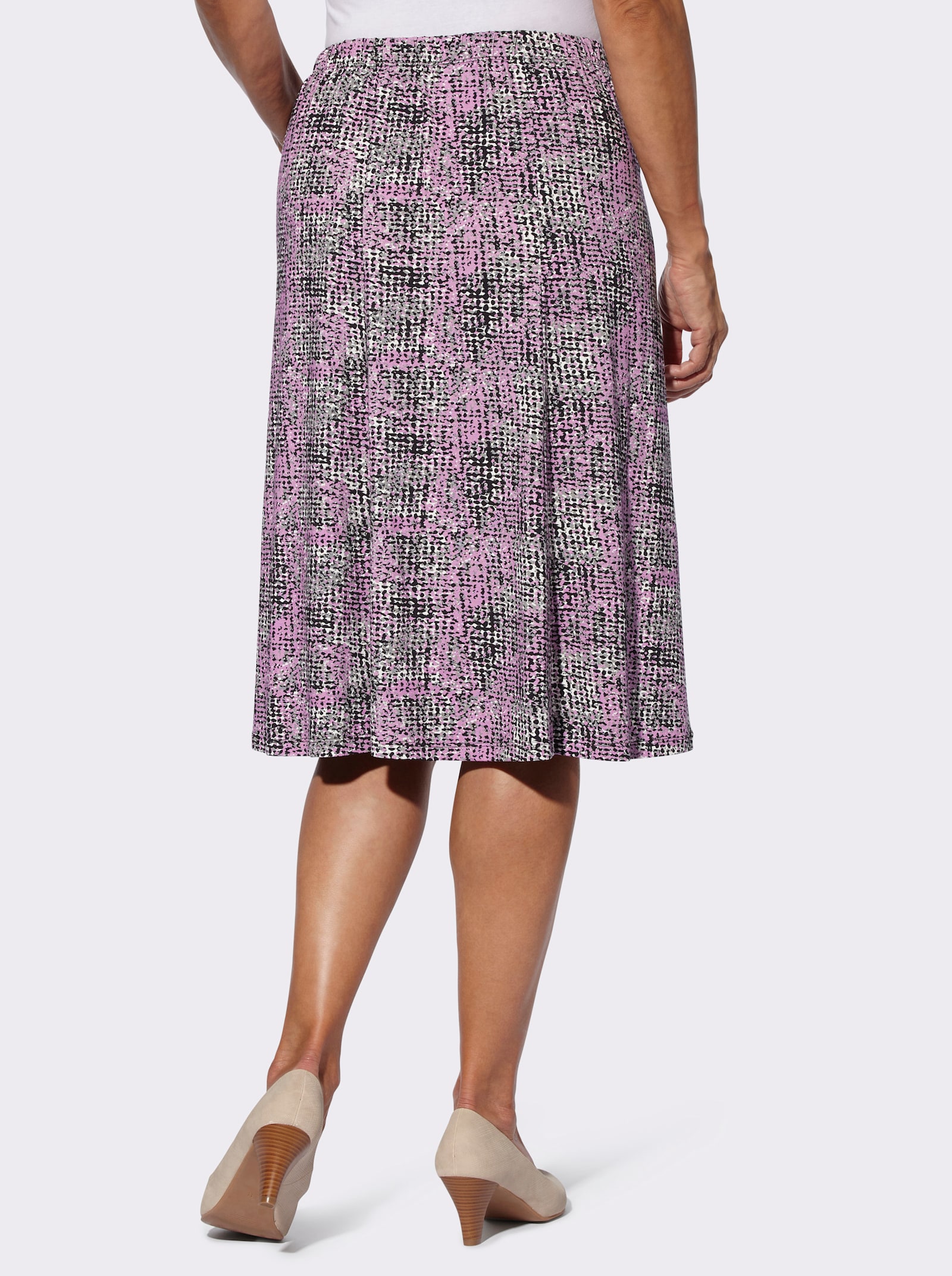 Jerseyrock in Bahnenform - orchidee-ecru-bedruckt