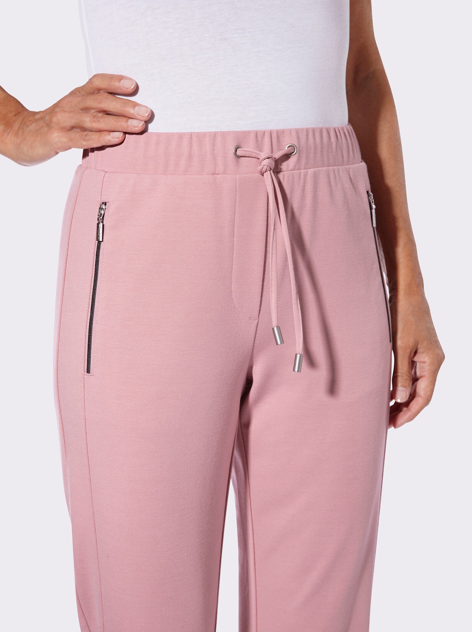 Jerseyhose mit Reissverschluss-Taschen - hortensie