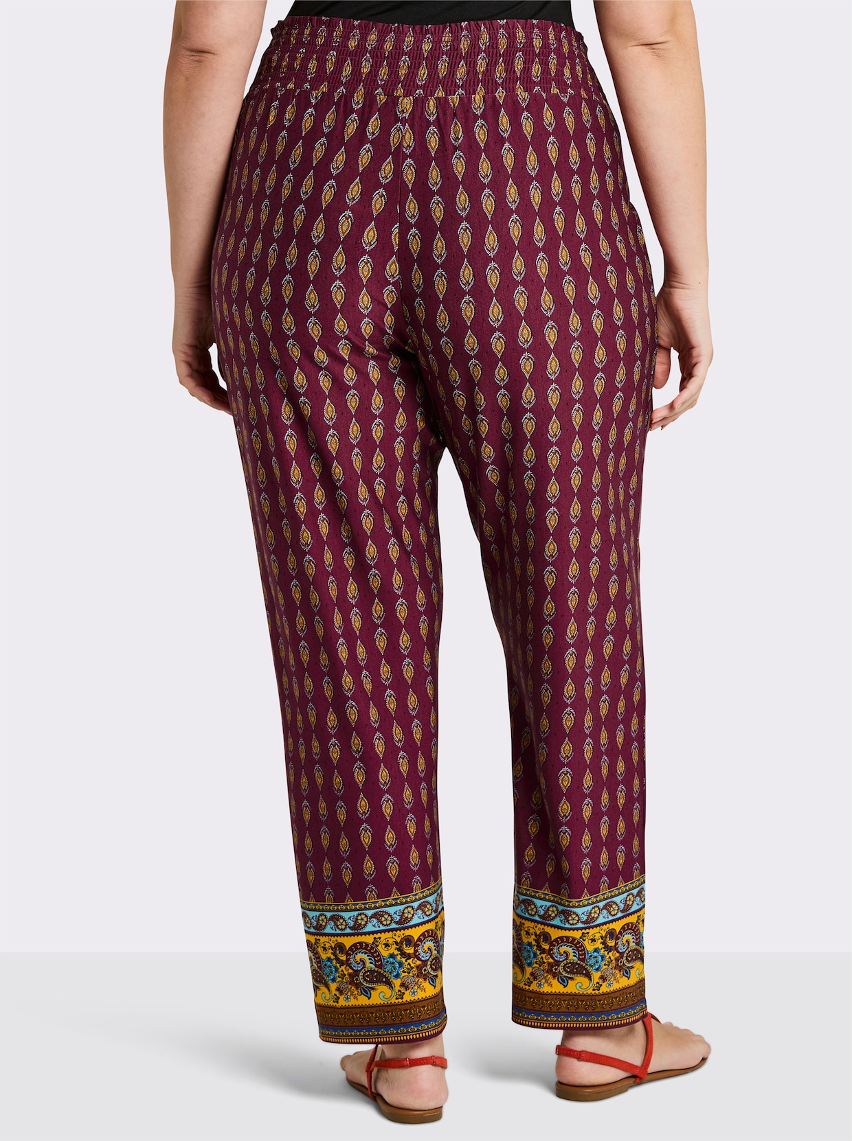 sheego Jerseyhose mit Paisley-Print - bordeaux-burgund-bedruckt