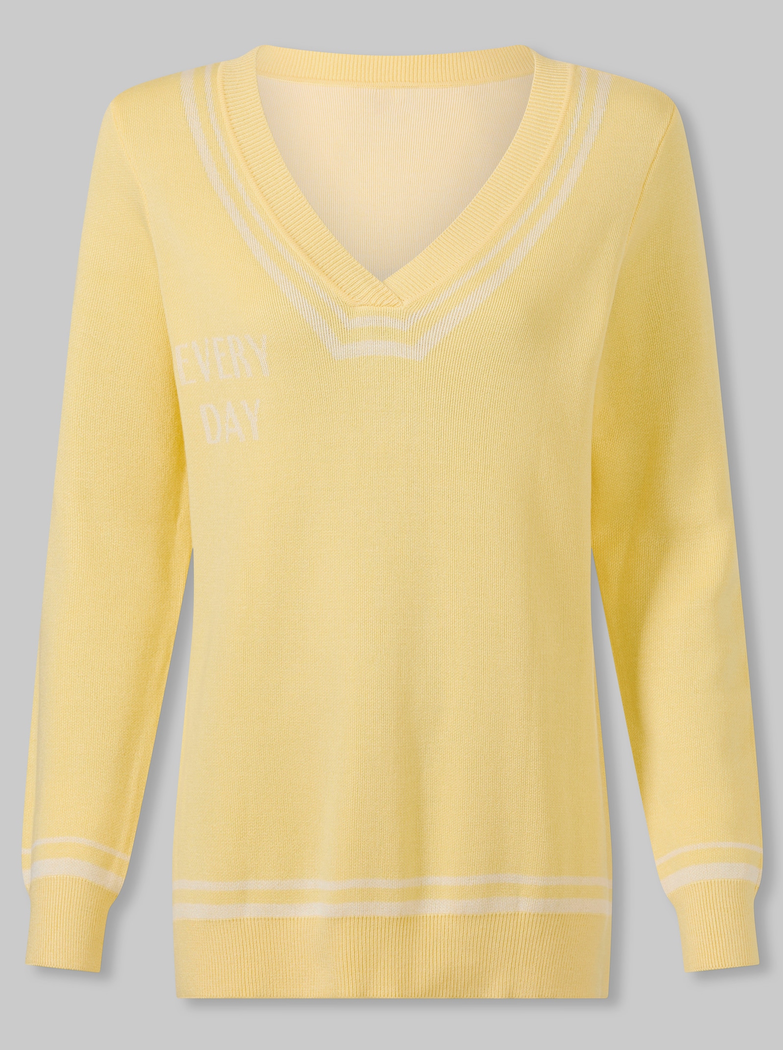 heine Pullover mit tiefem V-Ausschnitt - zitrone-ecru