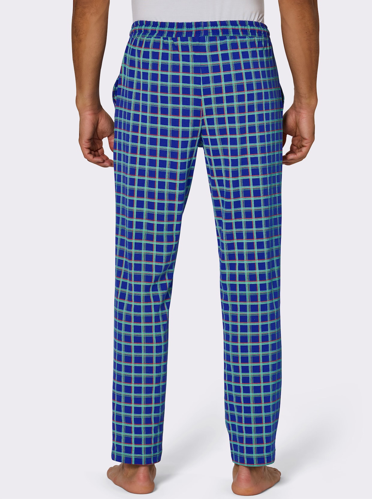 wäschepur men Hose lang - royalblau-kirsche-kariert
