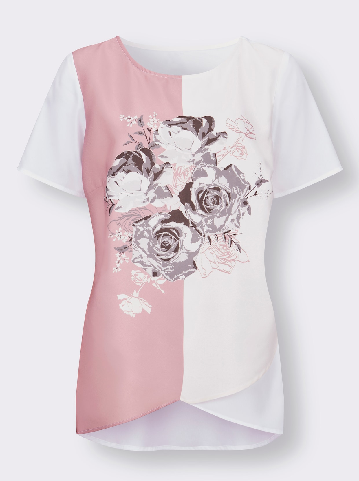 Comfortabele blouse - hortensia/ecru
