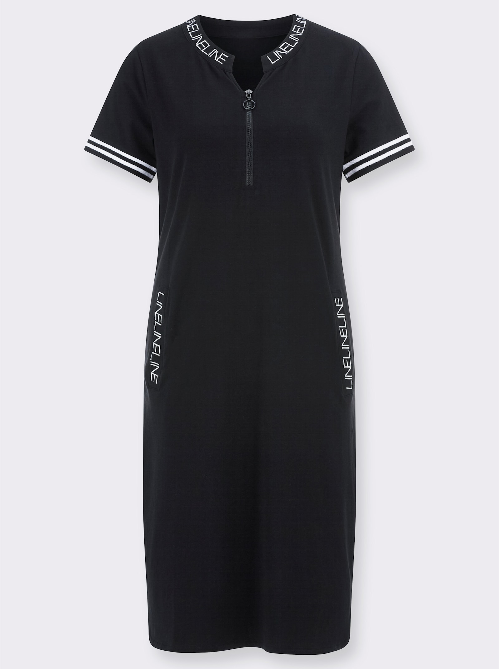 Jerseyjurk met zilverkleurige printdetails - zwart