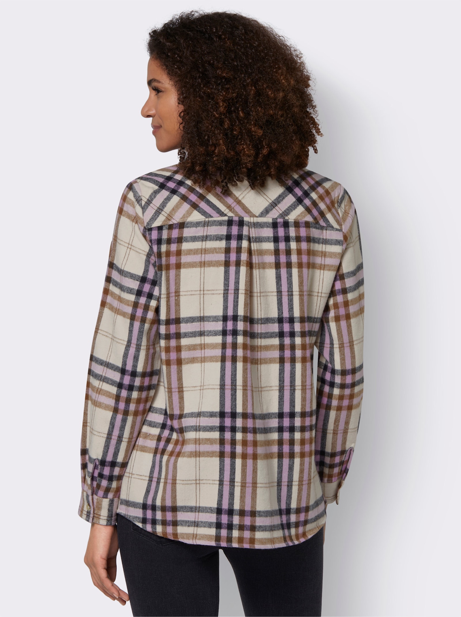 Flanellbluse mit mehrfarbigem Webkaro - orchidee-elfenbein-kariert
