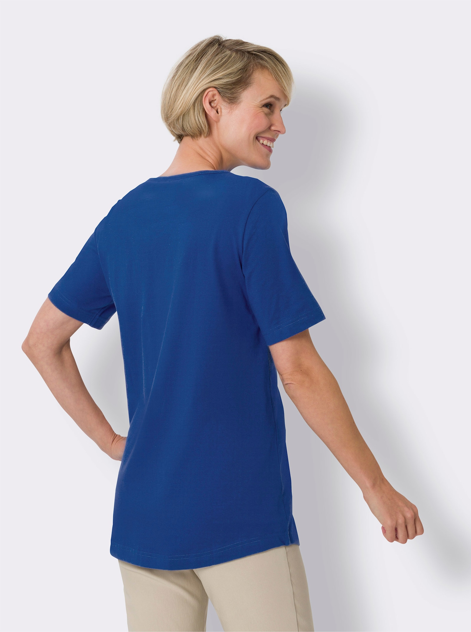 Longshirt im Doppelpack - royalblau + pink