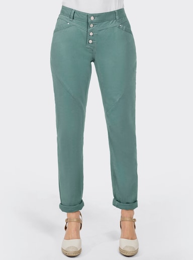 Jeans mit Knopfleiste statt Reißverschluss - jade
