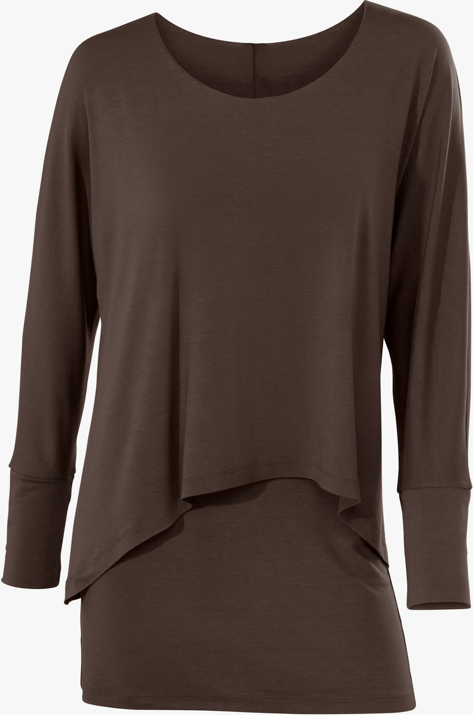 heine Rundhalsshirt mit Fledermaus-Ärmeln - schoko