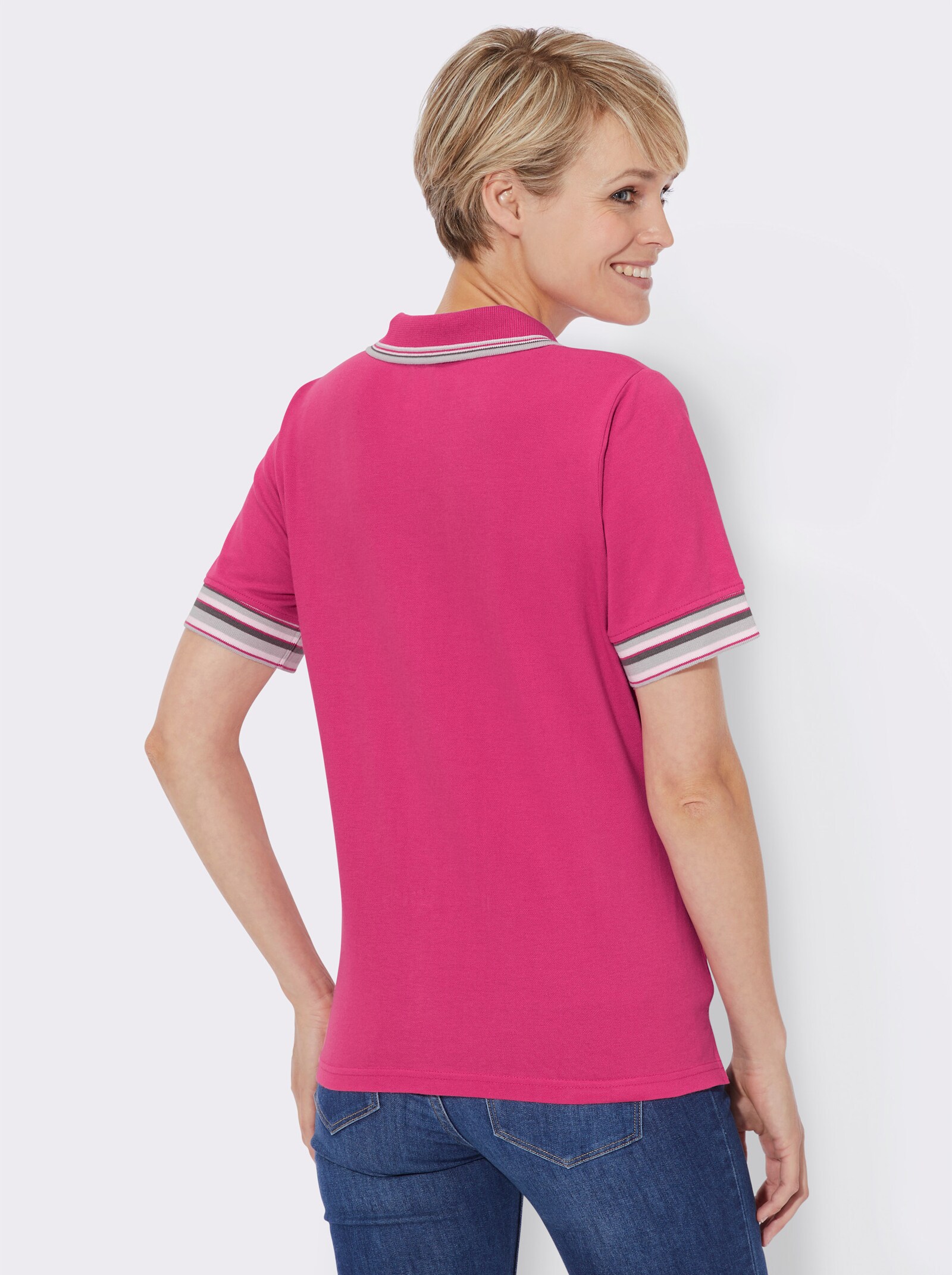 Poloshirt in Pikee-Qualität - fuchsia
