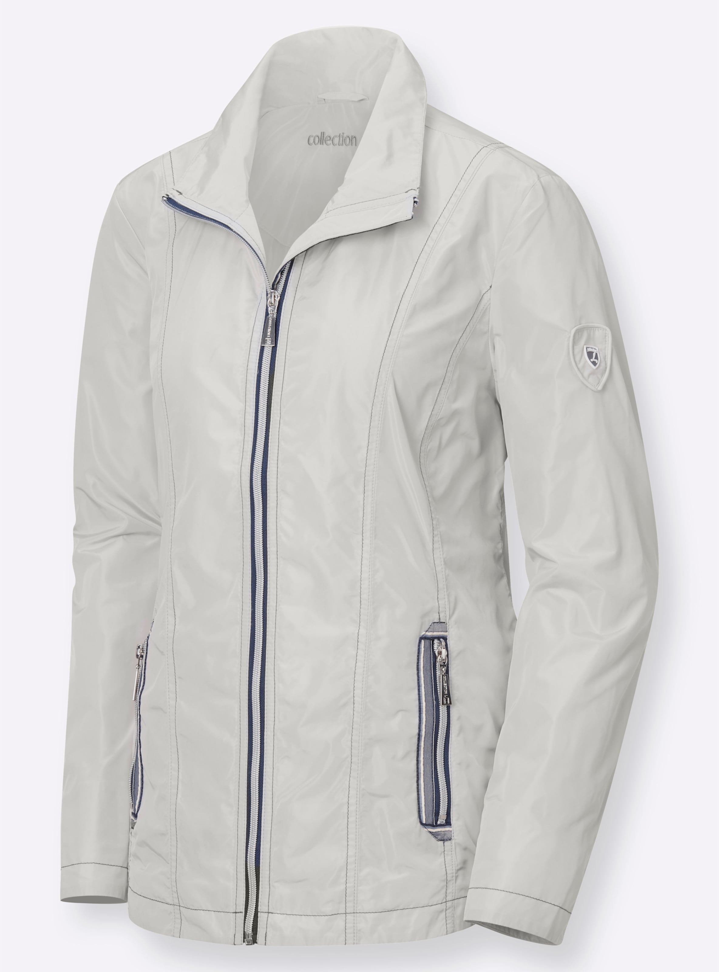 Damen Übergangsjacke mit kontrastfarbigen Ziernähten stein, Größe 44 - Bild 2
