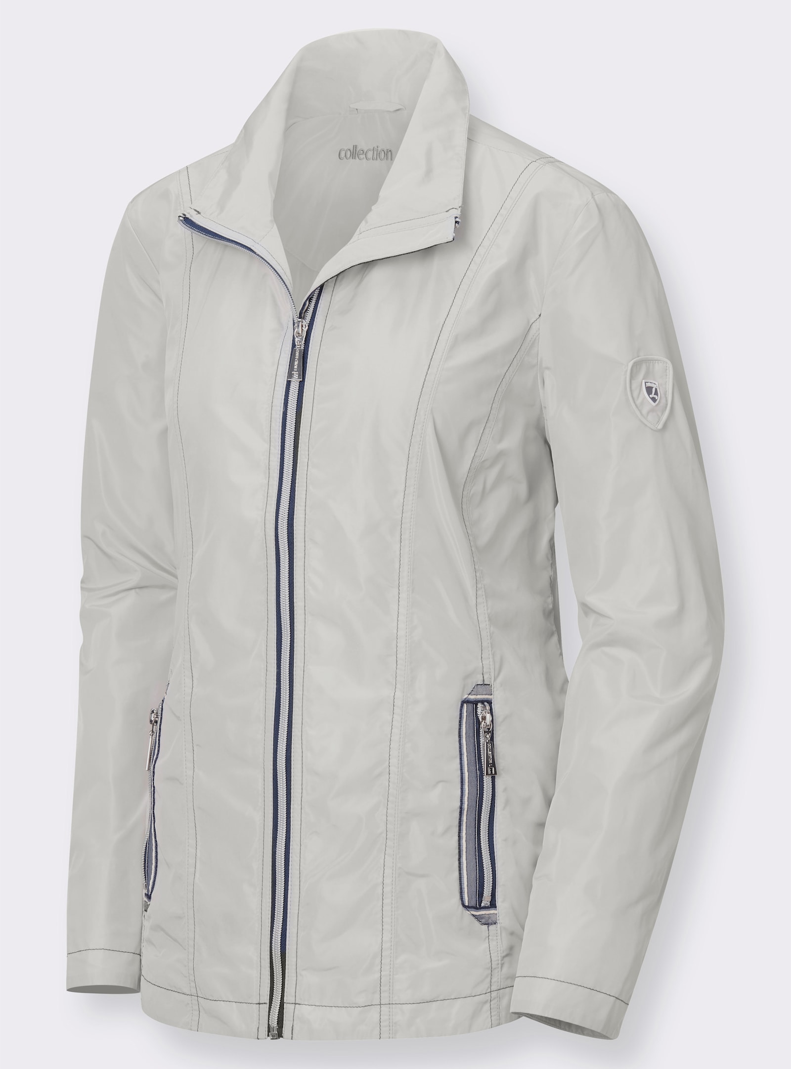 Übergangsjacke mit kontrastfarbigen Ziernähten - stein
