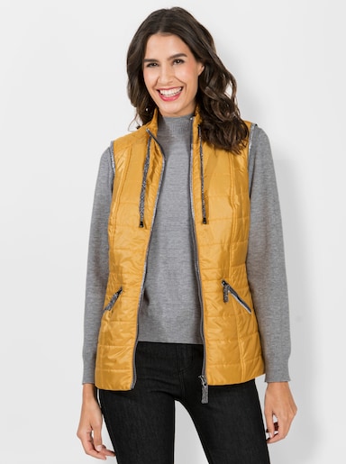 Steppweste mit Kontrast-Details - ocker